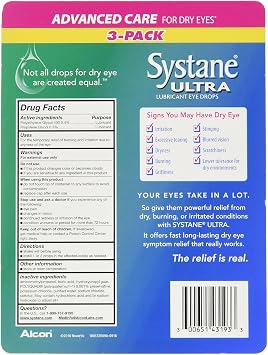 Systane Ultra Lubricant Eye Drops, .33 fl oz (10 ml) Bottle (Pack of 3)