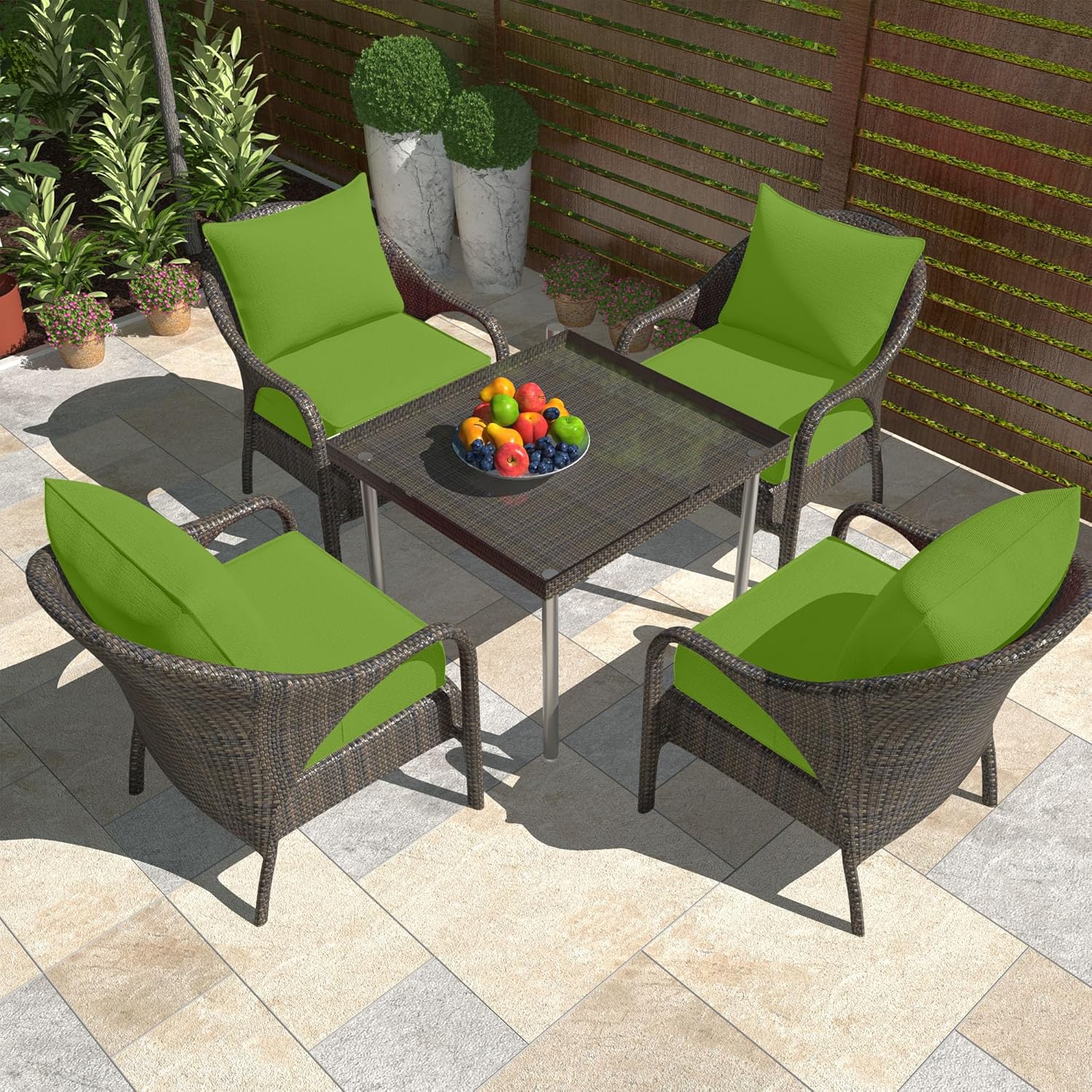 Outdoor Deep Seat Cushion Set, Fade Resistant Patio Chair Cushions, 24x24x6 Inch Patio Sofa Furniture Pad with Removable Cushion Covers (Pale Green, 24''Lx24''Wx6''H-1pcs Set)