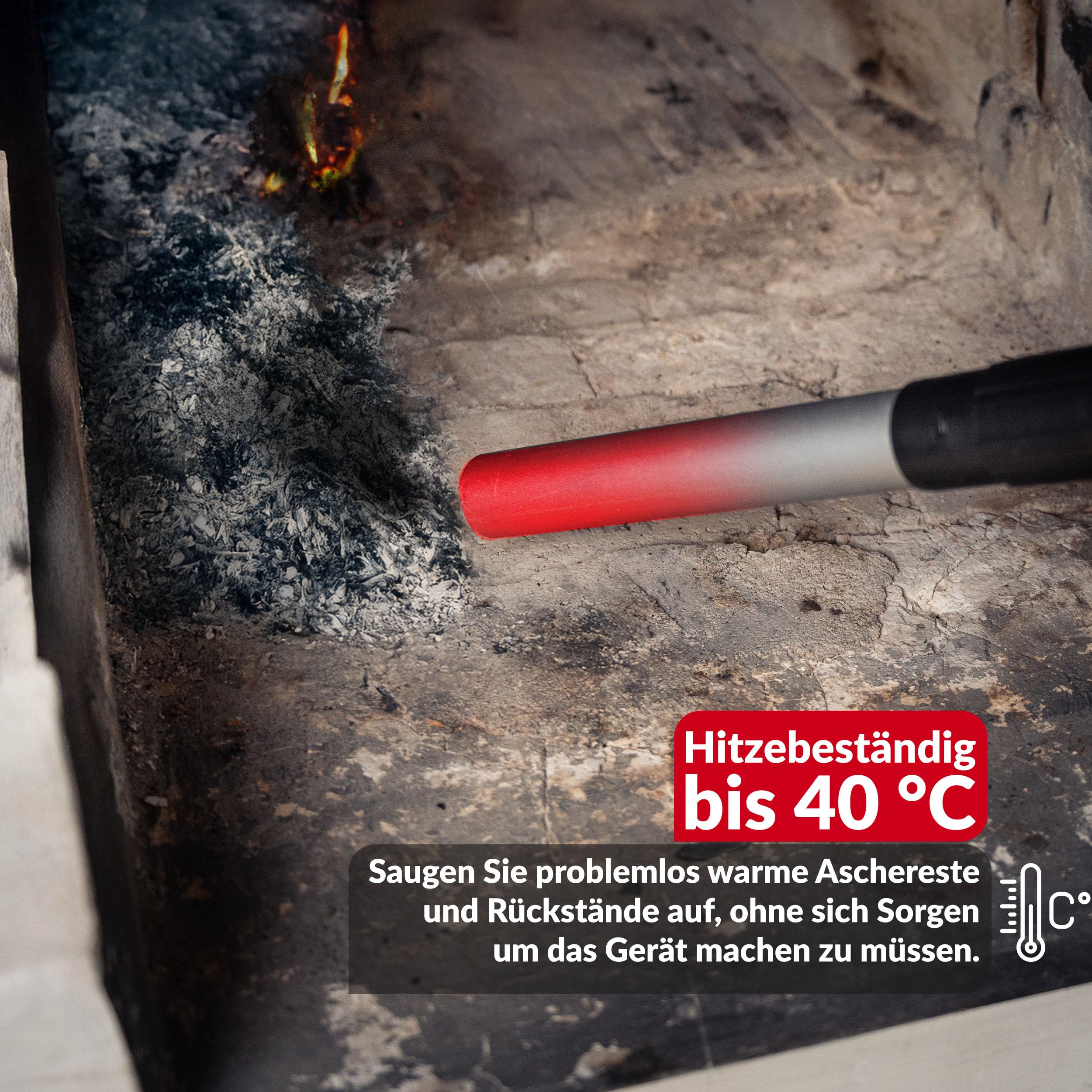 LEHMANN Aschesauger 15L - Kaminsauger für hohe Temperaturen - robustem Metalltank - Waschbar HEPA-Filter im Metallgehäuse - Blasfunktion - Aschestaubsauger ideal für Kamin, Pelletofen und Grill