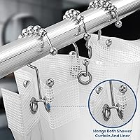 Vista 4 de Argollas para cortinas de baño, rodillo deslizante doble, 100 % de acero inoxidable, cromo pulido, 12 argollas, Utopia