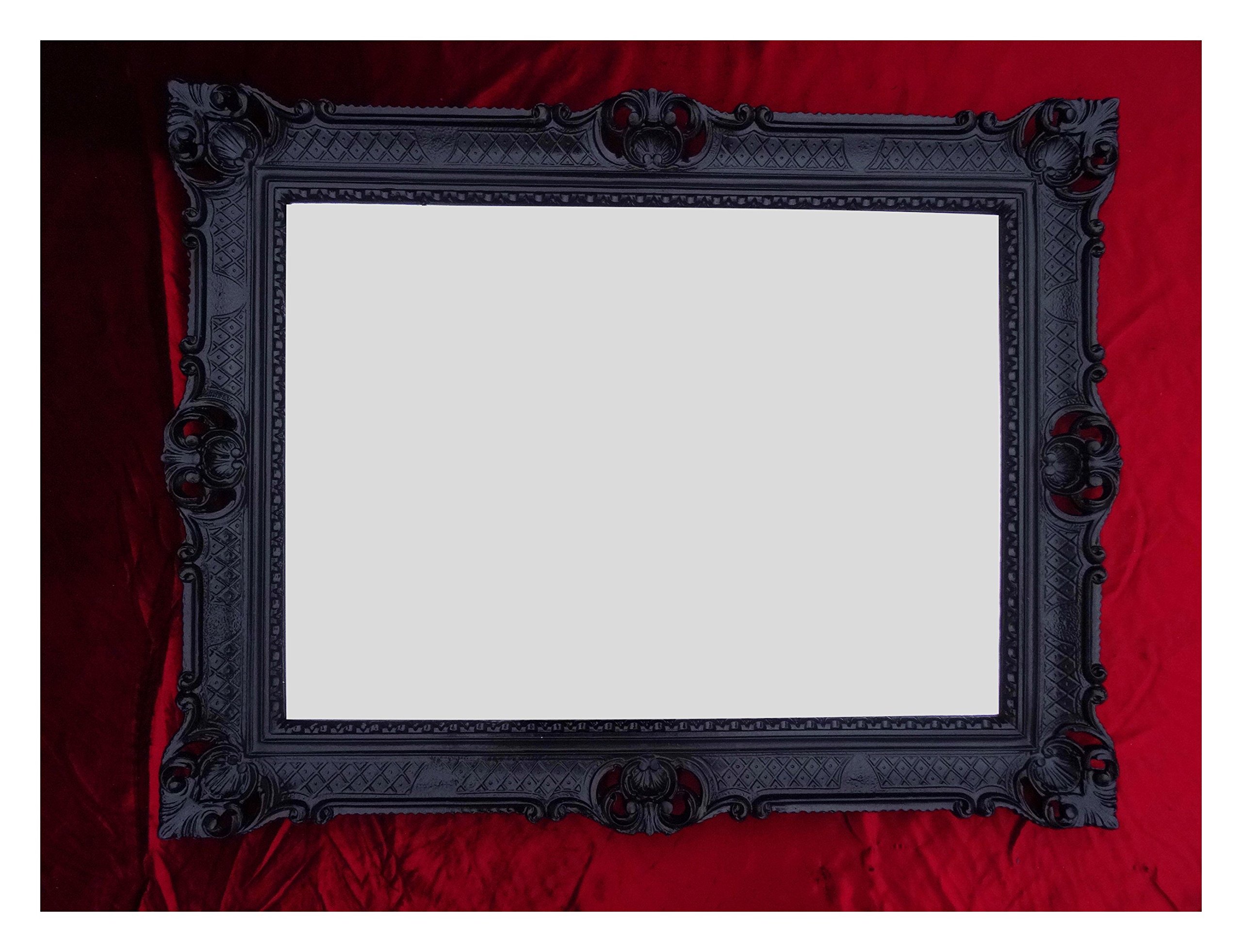Specchio da parete barocco, cornice nera, stile retrò, barocco, shabby chic, con ornamenti di lusso