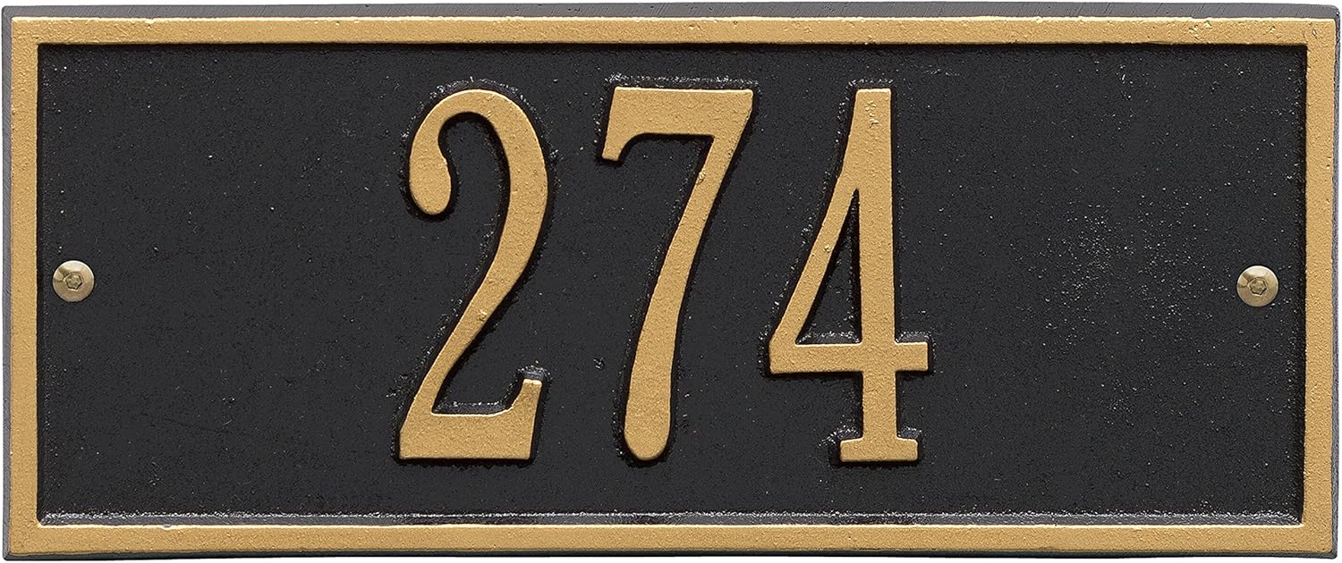 Personalized Cast Metal Address Plaque - MADE IN USA Small Rectangle House Sign, Room Door Number Plate # 68528