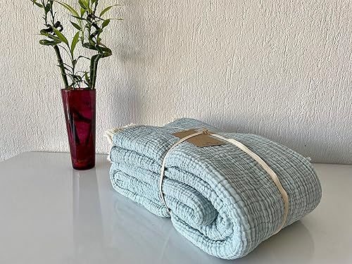 Miniatura 2 de Manta de muselina 100% algodón, colcha de 4 capas, suave muselina de algodón turco, colcha reversible (tamaño King 95 x 102-90.6 x 102.4 in)
