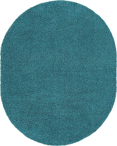 Miniatura 11 de Unique Loom Solid Shag Collection - Alfombra de área (8 x 10 pies, ovalada, azul aguamarina profundo)
