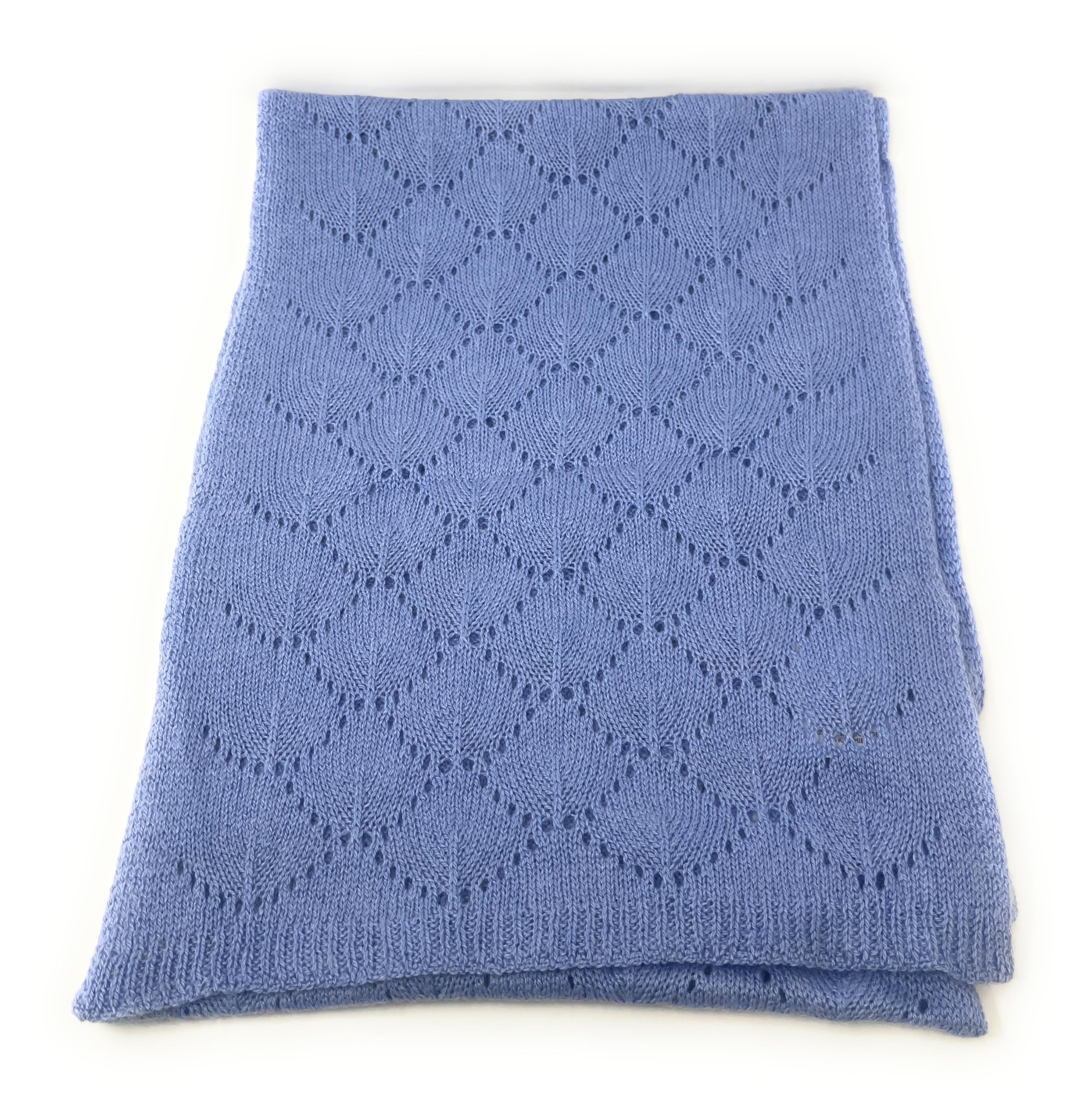 Sciarpa lavorata a maglia 30% Cashmere 70% Lana in Azzurro Polvere