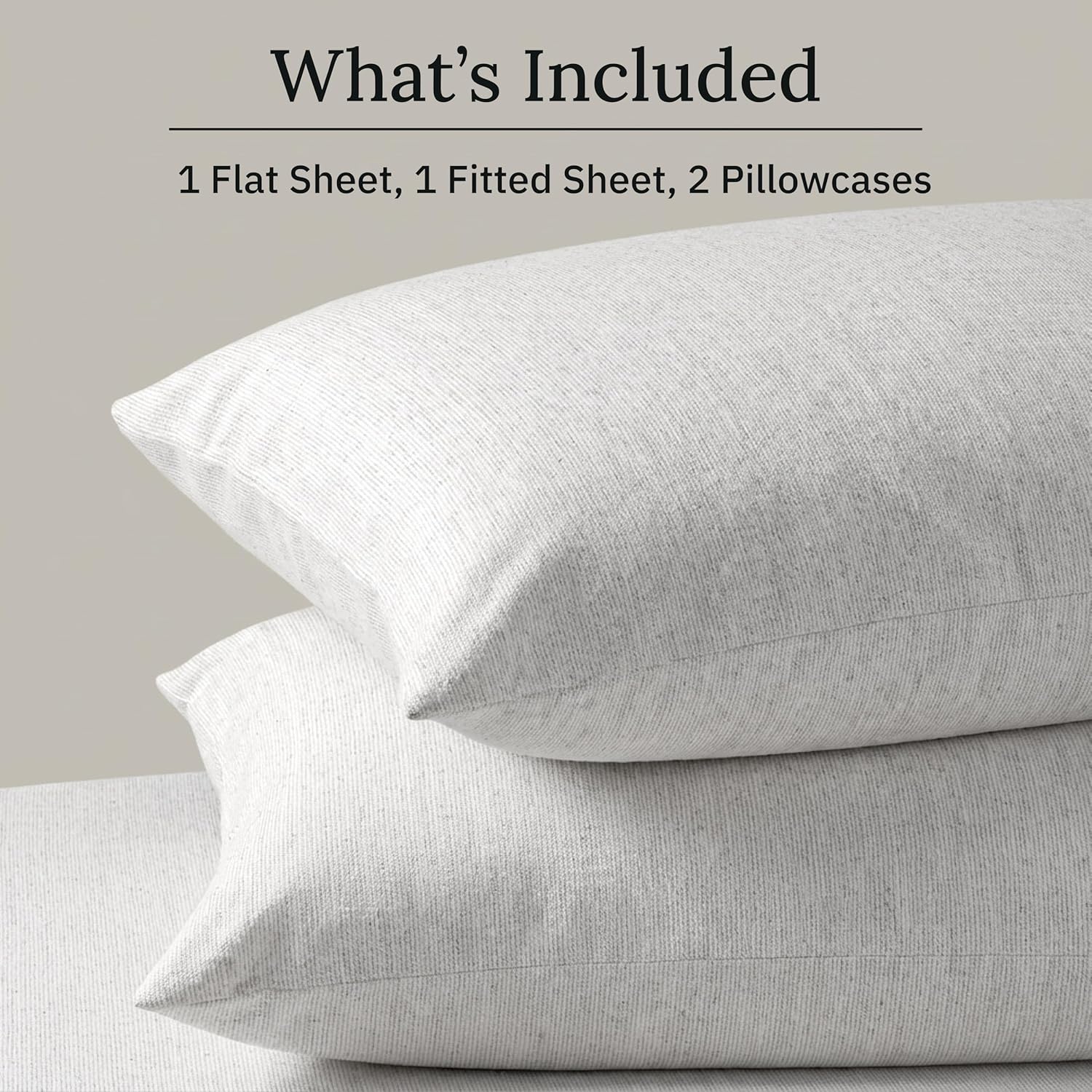 California Design Den Yarn Dyed California King Bed Sheets Set - Made in Portugal, 4-Pc 100% Cotton Flannel Sheets, Thick, Velvet Soft, Triple-Brushed, Extra Deep Pockets - Cream Stripe