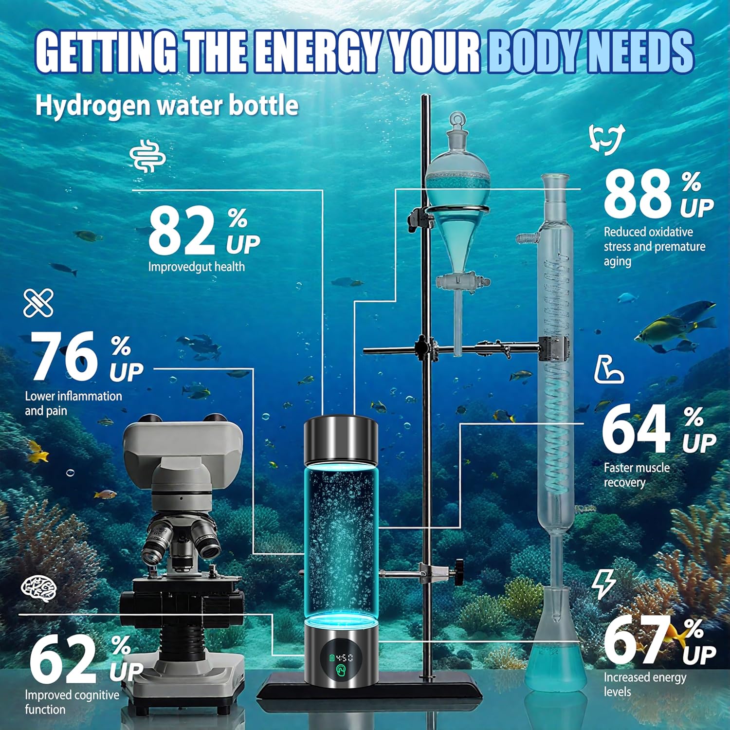5.0 New Upgraded Hydrogen Water Bottle - Hydrogen Concentration up to 6000 PPB【SGS-Certified Hydrogen Generator】 2025 SPE/PEM Technology Odorless Double Hydrogen Content for Sports/Home/Office/Travel - Image 8