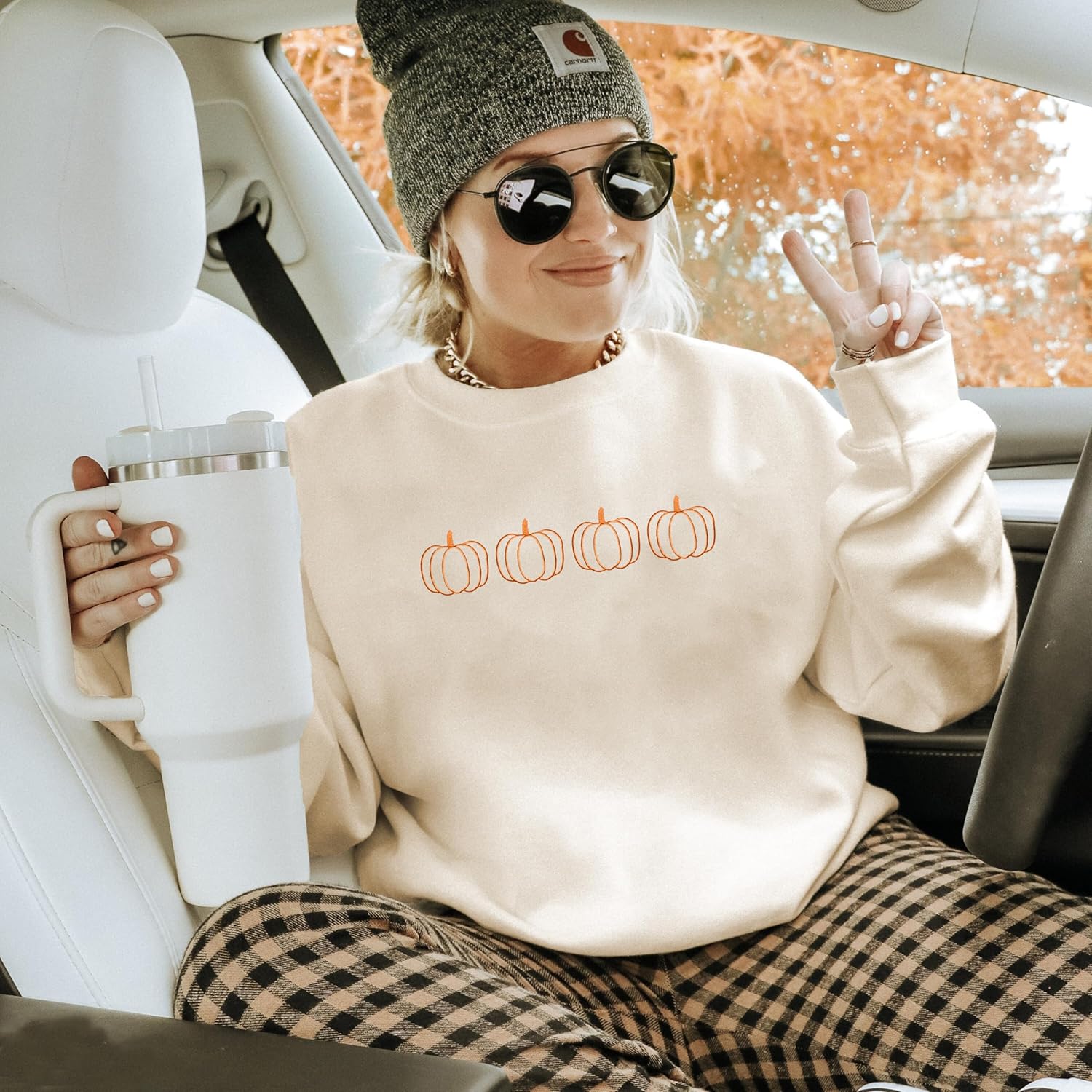 Fall Pumpkin Sweatshirts Women Halloween Embroidered Shirt Thanksgiving Lightweight Pullover Tops Autumn Crewneck Shirts - Image 5