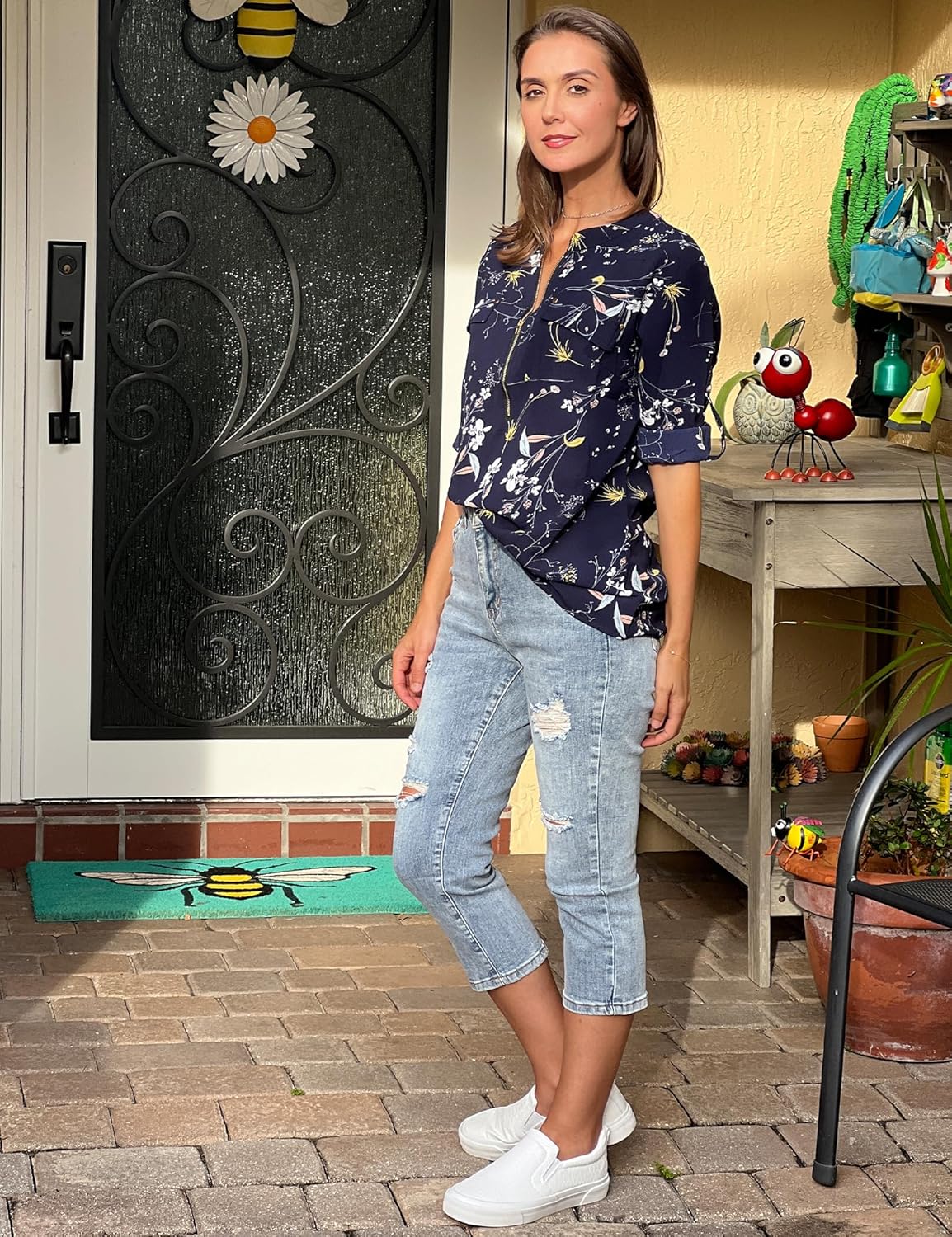 luvamia Womens Capri Jeans for Women High Waisted Skinny Ripped Jean Denim Pants - Image 5