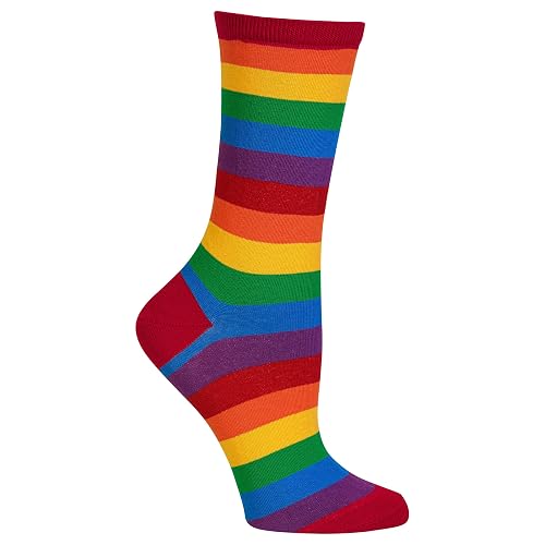 Hot Sox Women's Novelty Geometric Pattern Crew - 4-10 - Stripe (Red)