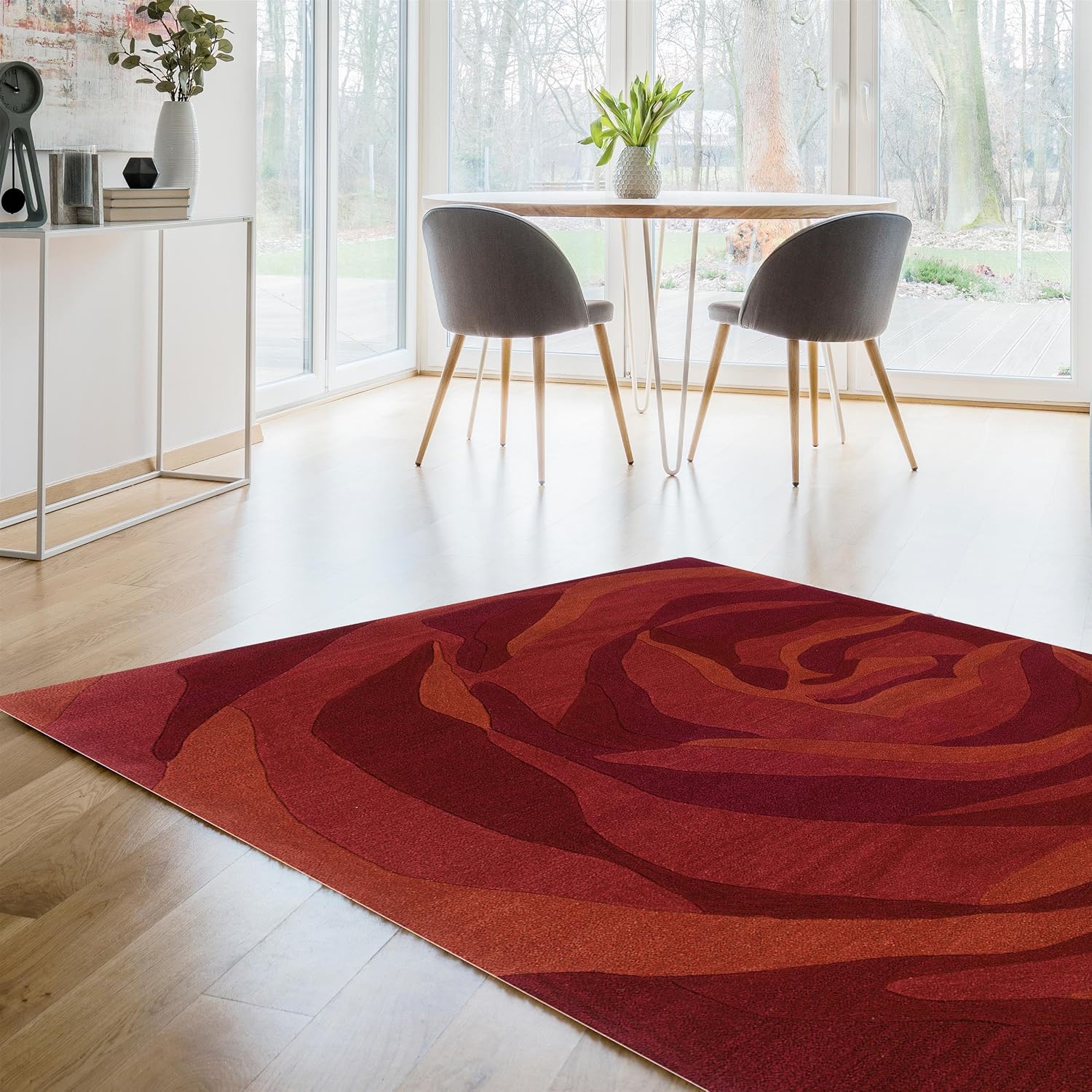 Linon RUG-TATO0657 Trio with A Twist & Red Brick, 5 x 7