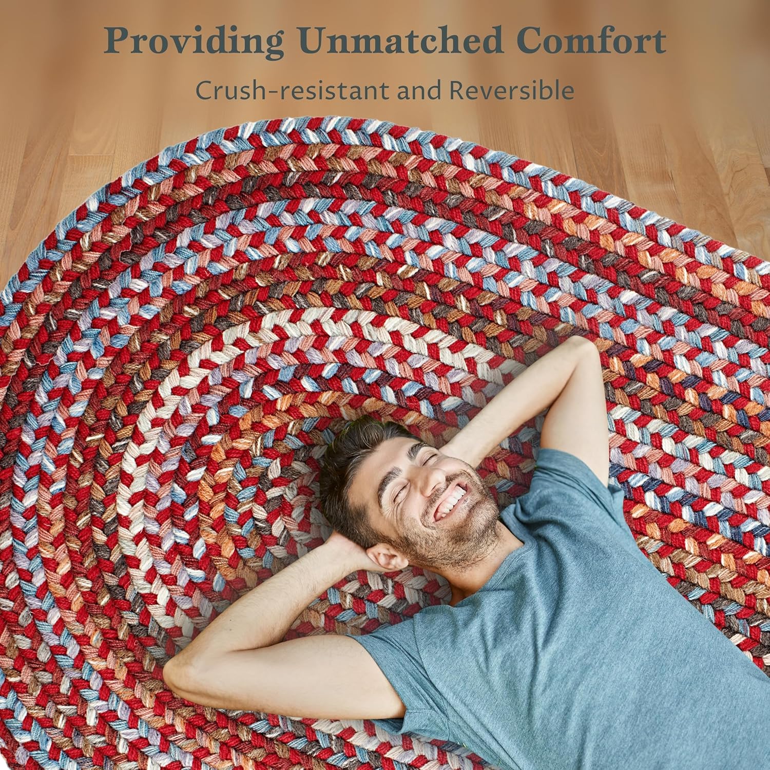 Rhody Rug Astoria AS42 Red Velvet 7' x 9' Oval - Braided Area Rug, Home Decor, Floor Mat or Bedroom Rug - Easy Care, Ideal for High Traffic Areas in Hallway and Living Room - Made in USA