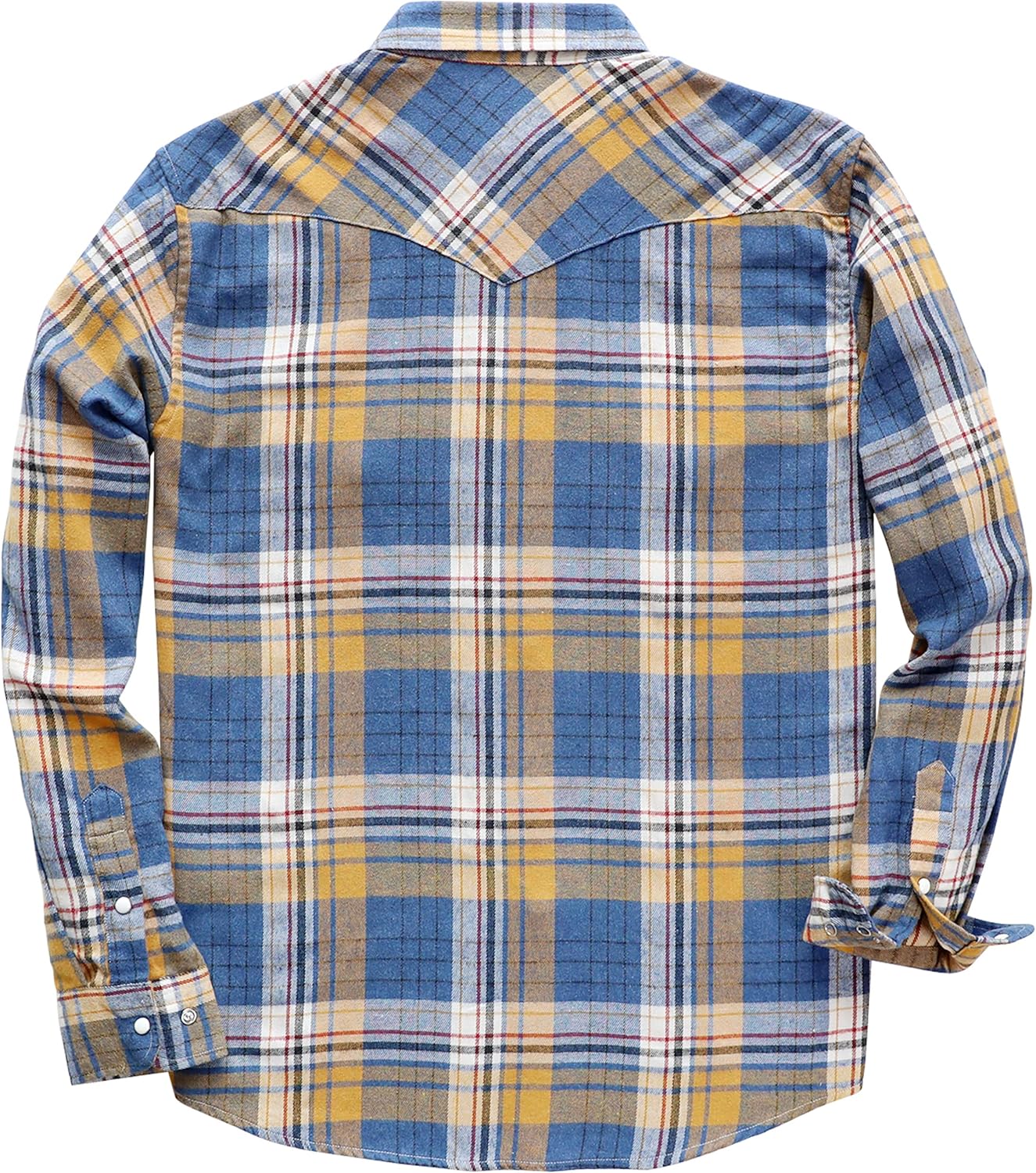 Dubinik® 6 oz Flannel Shirt for Men Western Cowboy Pearl Snap Long Sleeve Work Casual Buttons Vintage Plaid Shirts - Image 2
