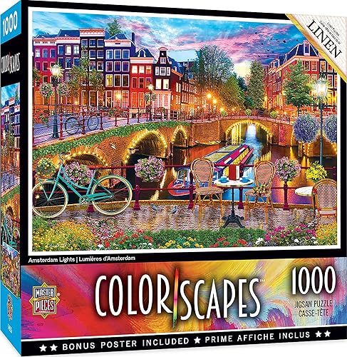 MasterPieces Rompecabezas de 1000 piezas para adultos familia o niños luces de Amsterdam 1925 x 2675 pulgadas
