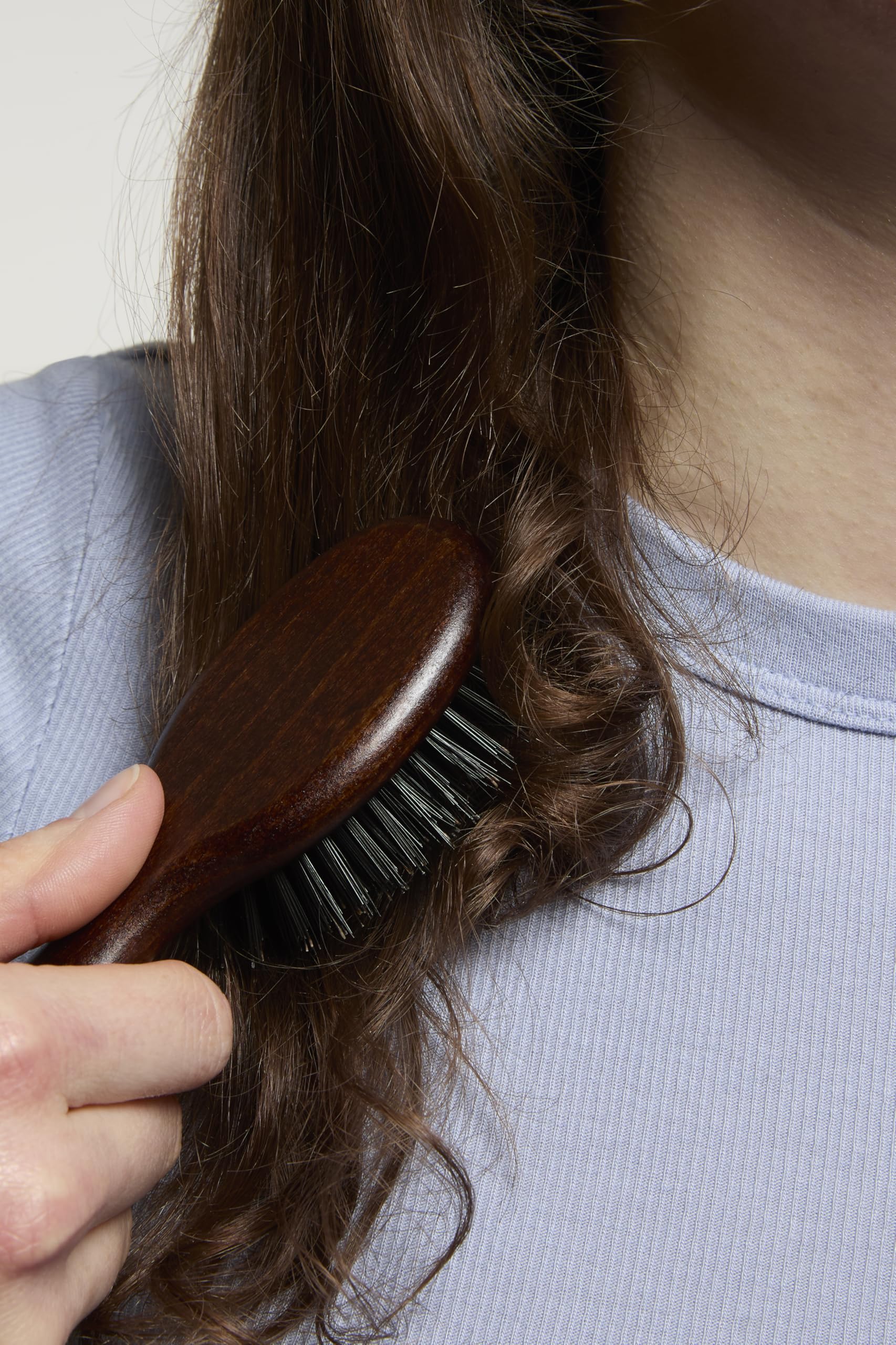 Plisson - Spazzola per capelli pneumatica da borsa per donne e uomini - Mini spazzola tradizionale, 13 cm - Legno naturale, 100% puro setole di cinghiale - Fabbricazione francese