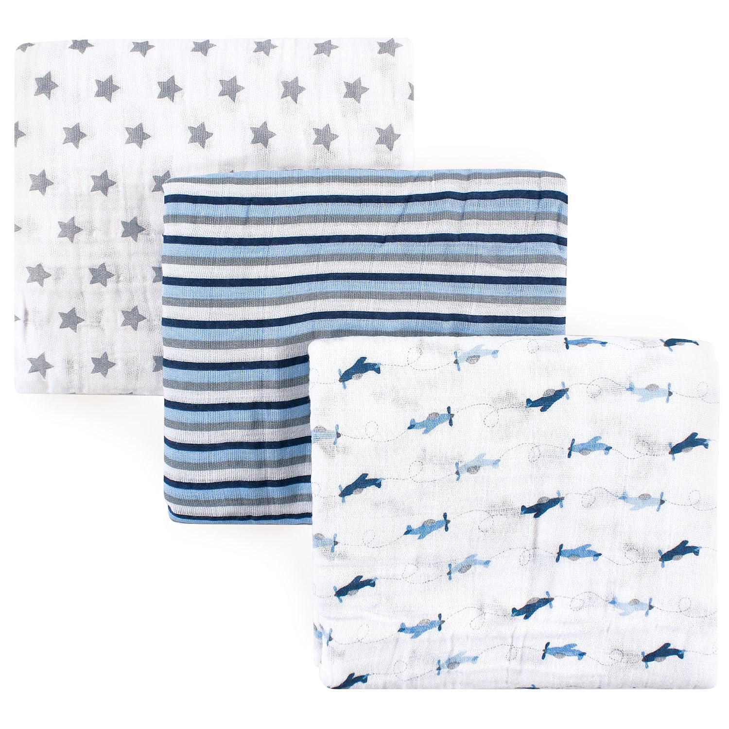 Luvable Friends Unisex Baby Muslin Cotton Swaddle Blanket, Airplane, One Size