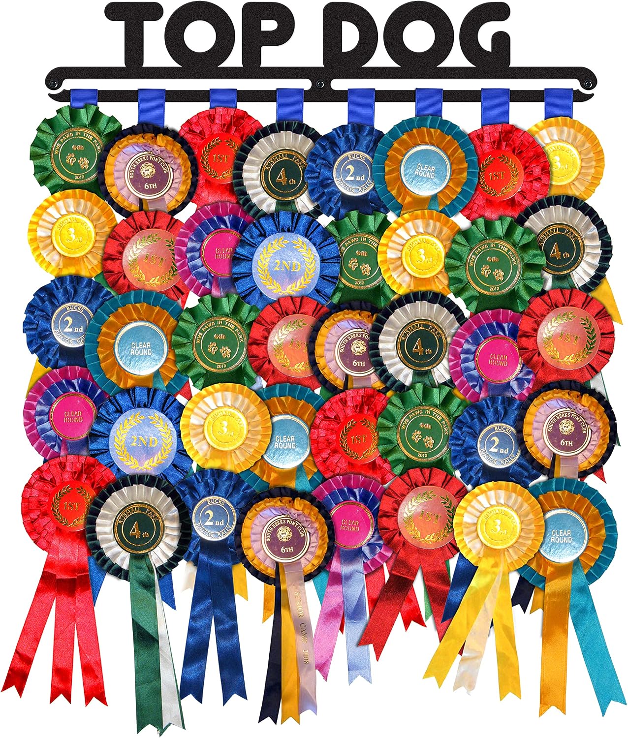 Rosette Holder Display | TOP Dog | Black Metal | Wall Mounted Dog Show Ribbon Hanger
