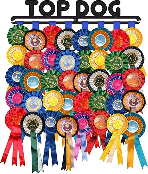 Rosette Holder Display | TOP Dog | Black Metal | Wall Mounted Dog Show Ribbon Hanger