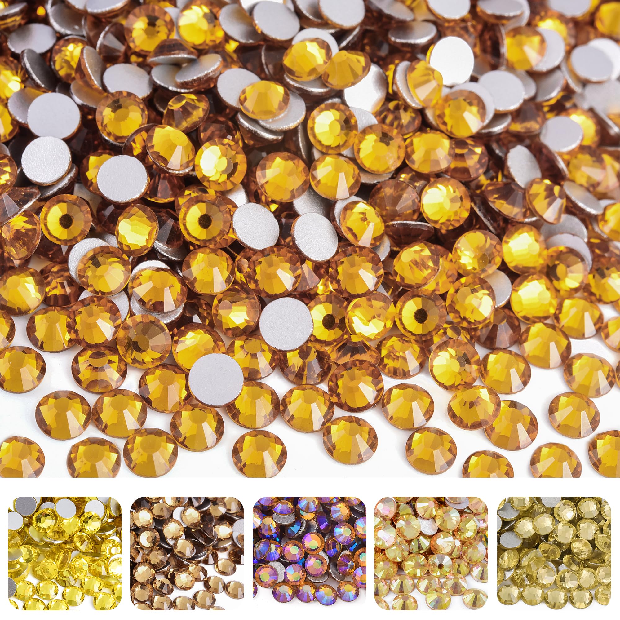 BLINGINBOX Flatback Rhinestones Glass Gems for DIY Crafts Nail Clothes Shoes Bags 4.6-4.8mm/1440pcs SS20 Topaz