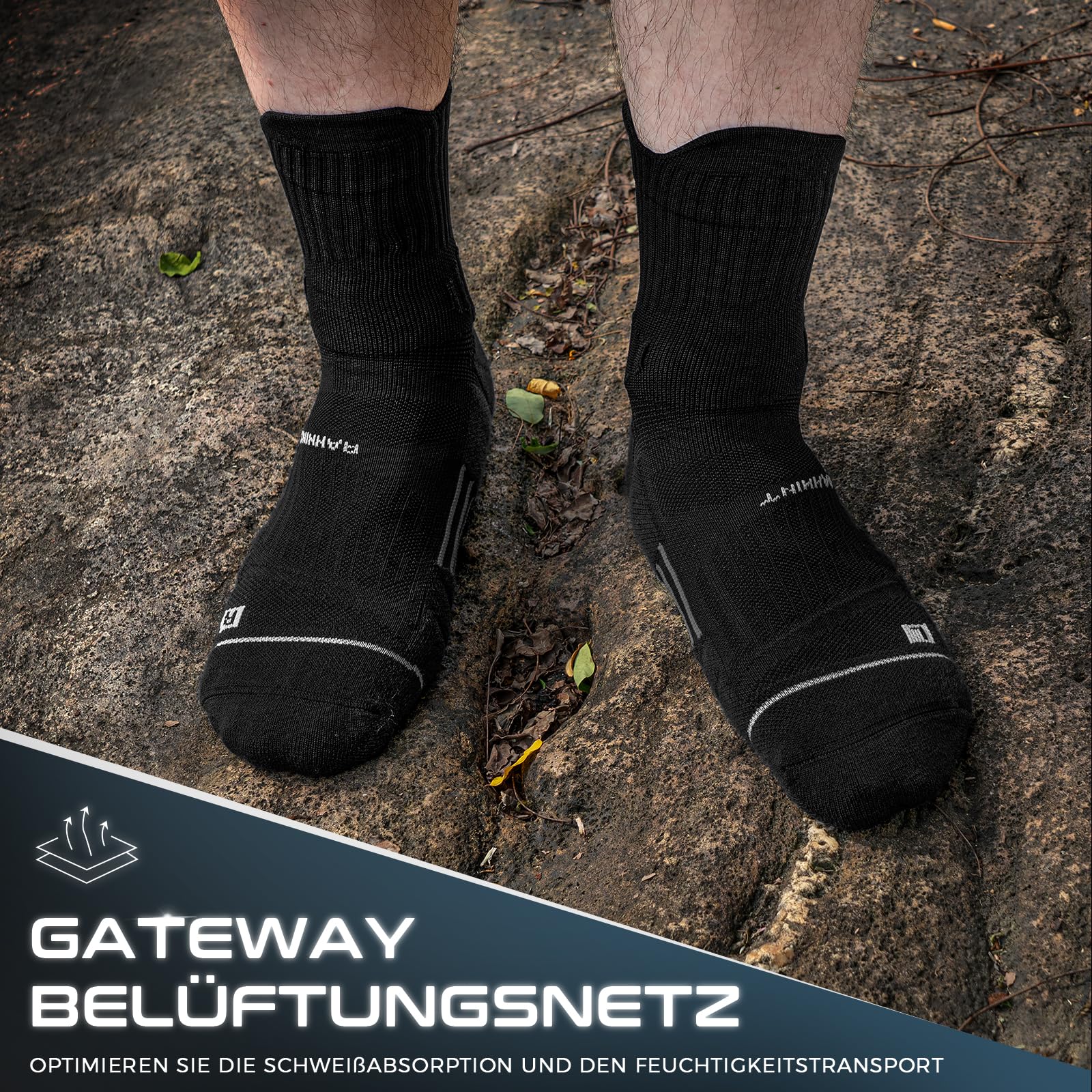Rahhint 5 Paar Coolmax Wandersocken Sommer Quarter Anti-Blasen Atmungsaktiv Trekkingsocken Kurz Outdoor Laufsocken für Herren Damen