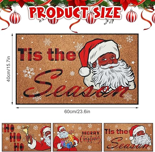 Miniatura 3 de 3 tapetes de Navidad de 29 x 17 pulgadas, para exteriores, color negro, Papá Noel, cascanueces, tapete de entrada de Papá Noel afroamericano para