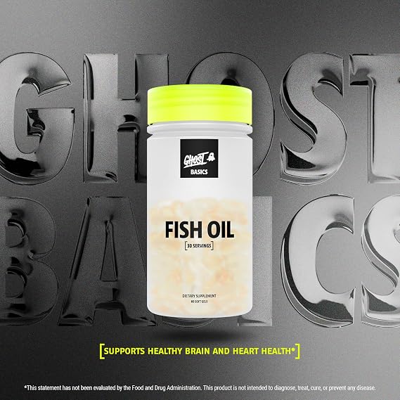 GHOST Basics Fish Oil Supplement, 3000MG Daily Omega 3 Fatty Acids with DHA & EPA for Brain, Heart Health & Immunity Support - Gluten-Free & Soy-Free - 60 Enteric Coated Softgels