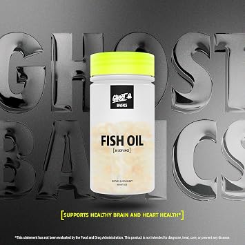 GHOST Basics Fish Oil Supplement, 3000MG Daily Omega 3 Fatty Acids with DHA & EPA for Brain, Heart Health & Immunity Support - Gluten-Free & Soy-Free - 60 Enteric Coated Softgels