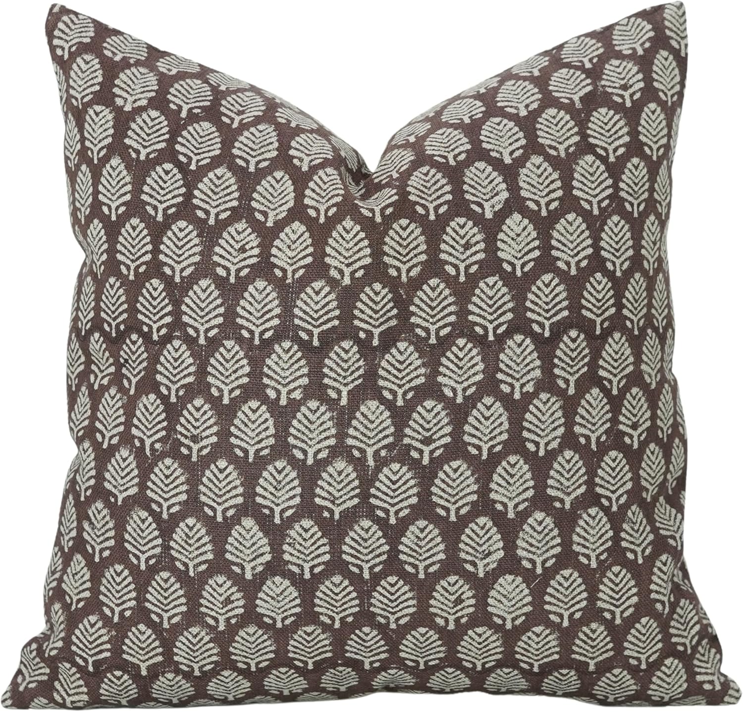 Decorative Handmade Block Print Thick Linen Pillow Cover, 14x36 Inch, Chocolate Brown, Classic Upholstery Fabric, Throw Cushion for Sofa, Couch, Bed, Chair, Farmhouse & Living Room Décor