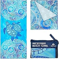 EliteTrend Microfiber Beach Towel Extra Large 78x35" Sand-Free Quick Dry with Bag - Sea Turtle Design for Beach, Travel, Yoga