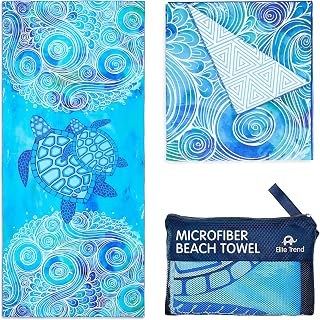 EliteTrend Microfiber Beach Towel Extra Large 78x35" Sand-Free Quick Dry with Bag - Sea Turtle Design for Beach, Travel, Yoga