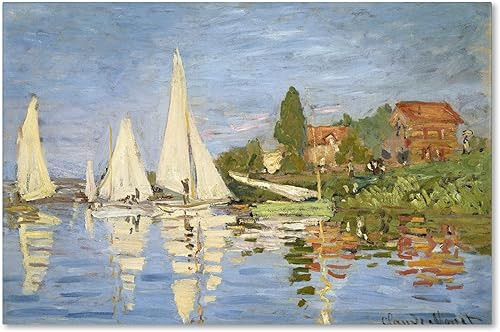 Arte de pared en lienzo Regatta at Argenteuil de Claude Monet, 22 x 32 pulgadas
