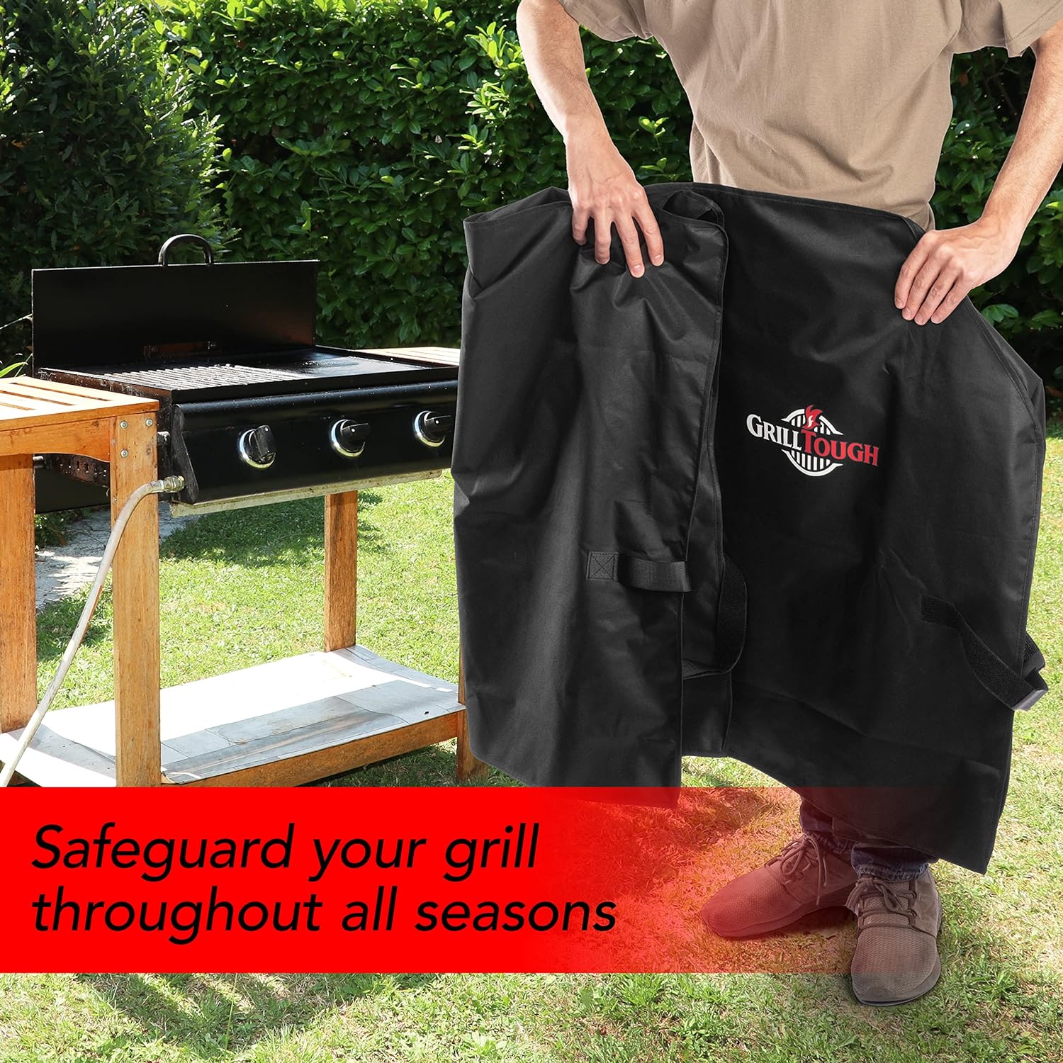 GrillTough Heavy Duty Griddle Cover for Outdoor Griddle, Fits 36 Inch Griddle – Waterproof, Weather Resistant, UV & Fade Resistant with Adjustable Straps – Flat Grill Cover, Black