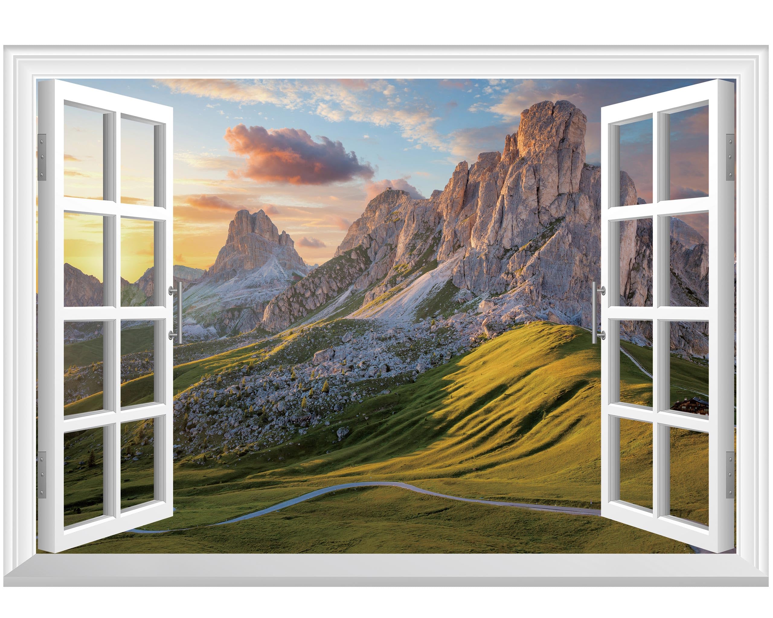 FLFK Fake Window Wall Sticker - Landscape Faux Window Wall Mural for Wall Decor, Stick and Peel Wall Decals,48"x32",Set of 2 Sheets — view 37