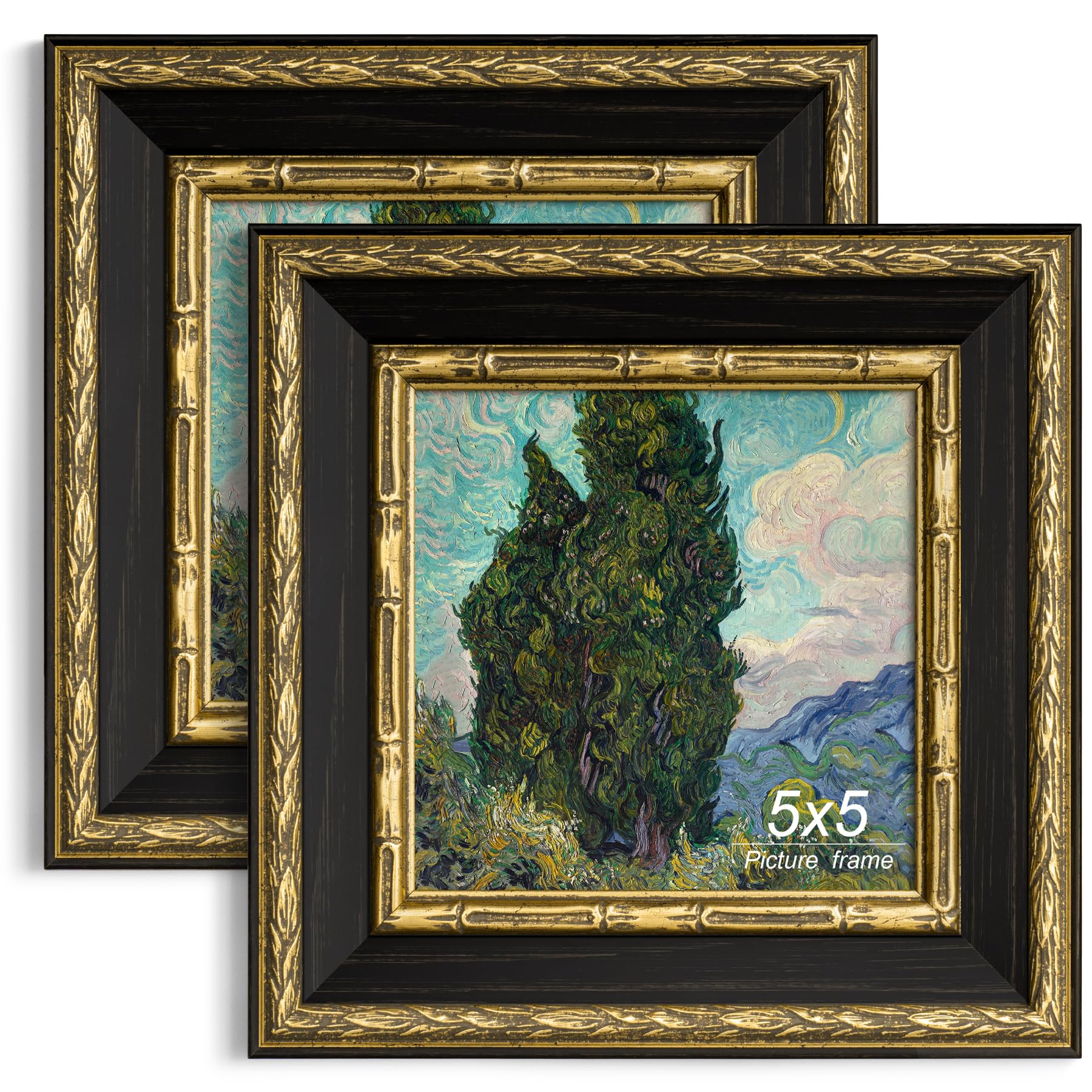 Amazon.com - Yaetm Vintage 5x5 Picture Frame, Ornate Antique Gold
