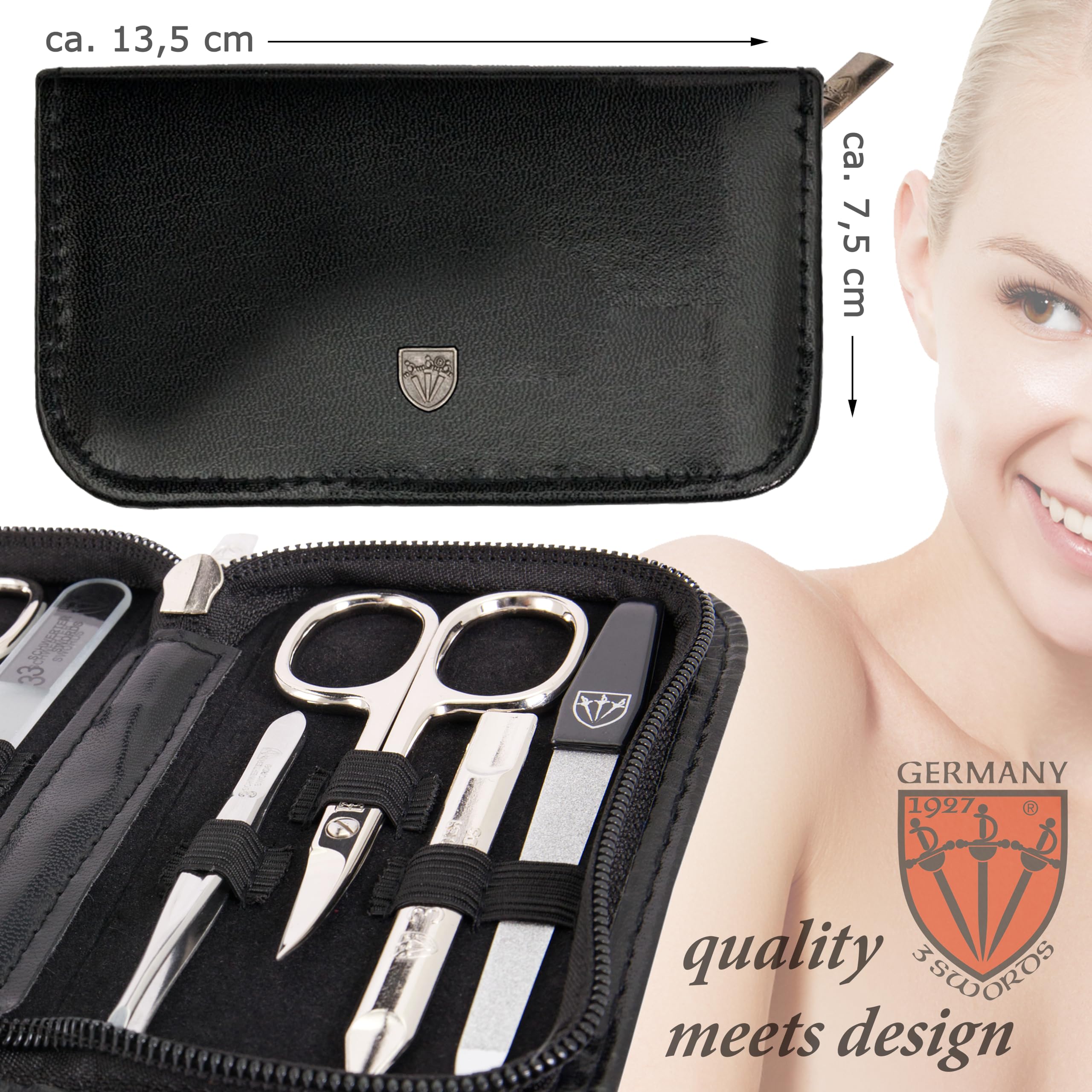 3 Swords Germany - kit manucure pedicure soin des ongle avec lime en verre - qualite marque (078)