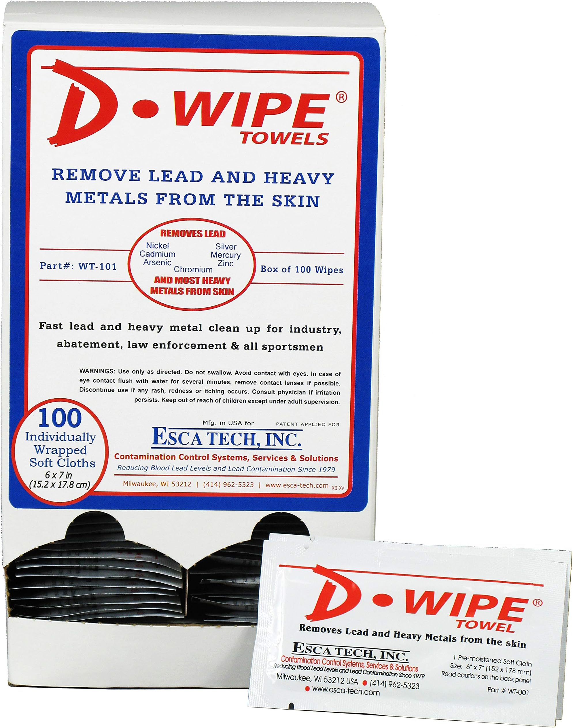 D-Wipe Towels by D-Lead, Dispenser with 100 Individually Wrapped Towels