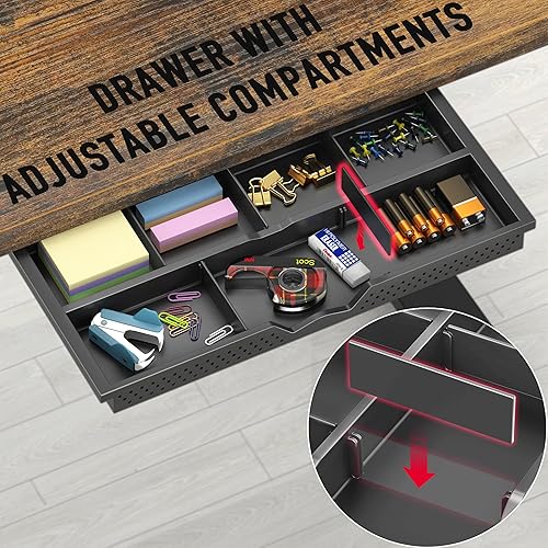 Miniatura 83 de SHW - Escritorio de pie eléctrico de altura regulable con memoria - 48 x 24 pulgadas, marrón rústico Marrón