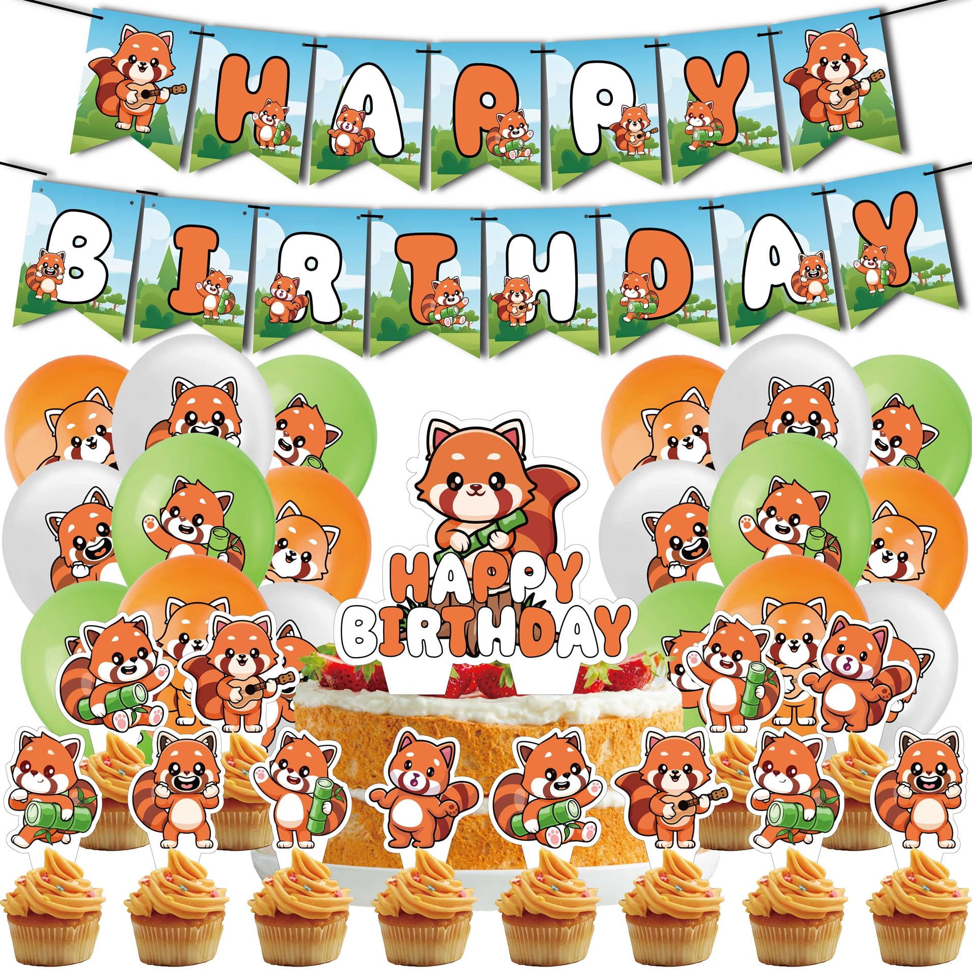 Amazon.com: 32Pcs Red Panda Theme Birthday Party Supplies and