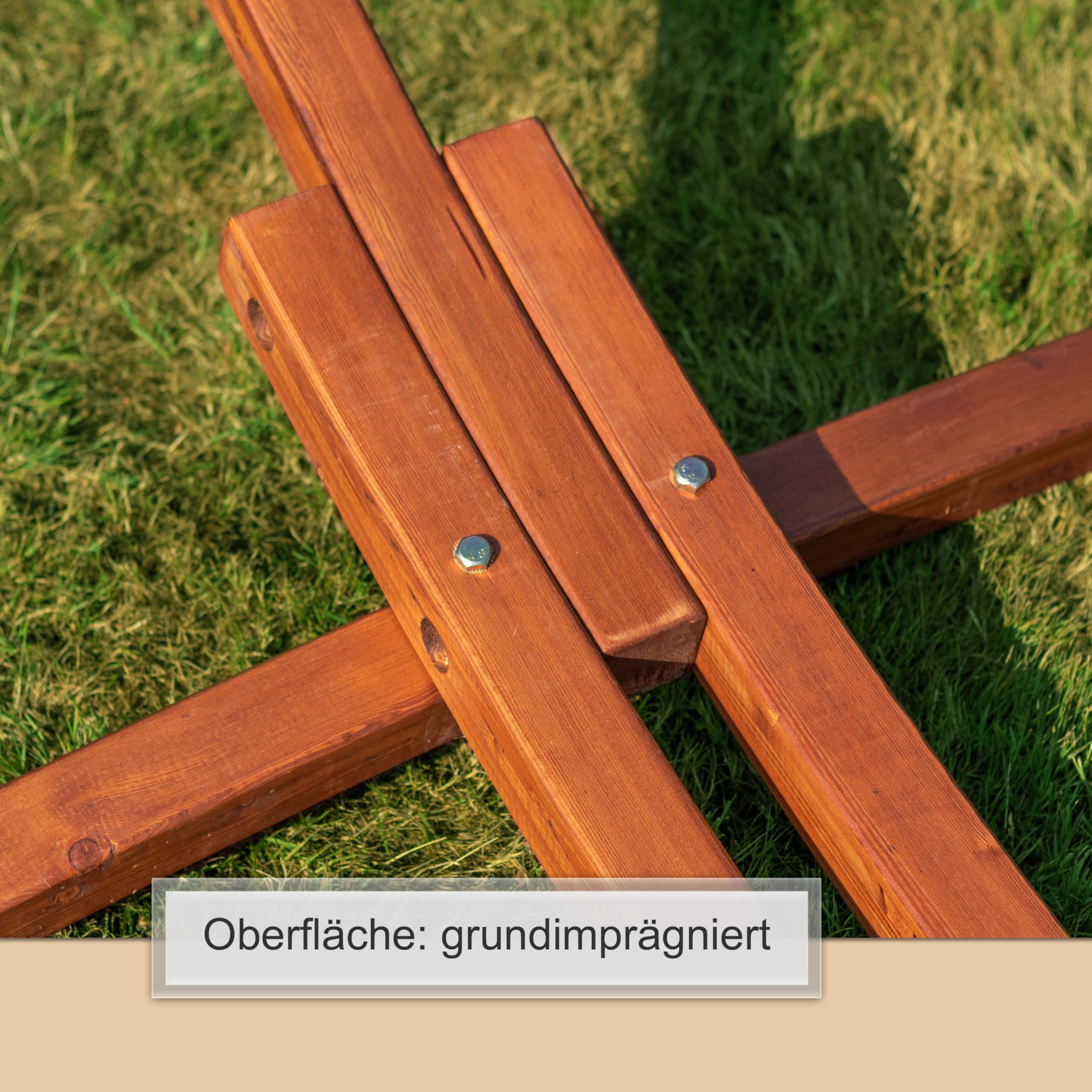 Ampel 24 Outdoor Hängemattengestell 310 cm, Holz Eukalyptus wetterfest, Gestell Mauritius braun ohne Hängematte