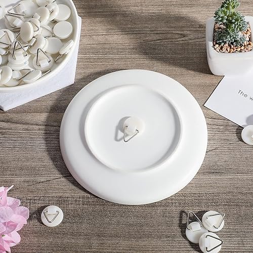 Miniatura 9 de Patelai 80 ganchos adhesivos para placas para pared, ganchos adhesivos invisibles, ganchos redondos autoadhesivos para decoración de platos, cuadros
