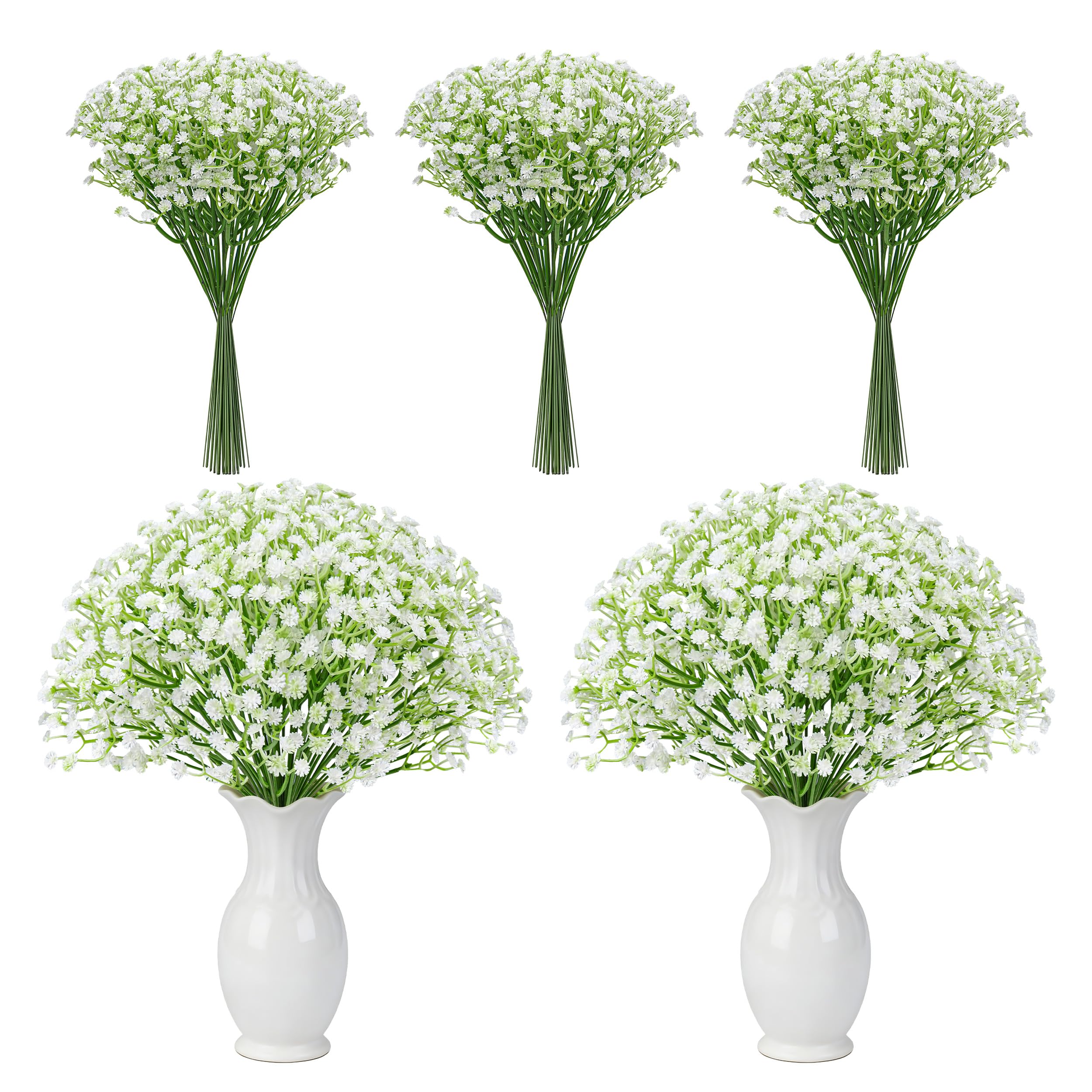 Der Rose 24PCS White Babys Breath Artificial Flowers,11'' Elegant Faux Baby Breath Flowers for Wedding Home Decor, Table Centerpieces & DIY Fake Flowers image 5