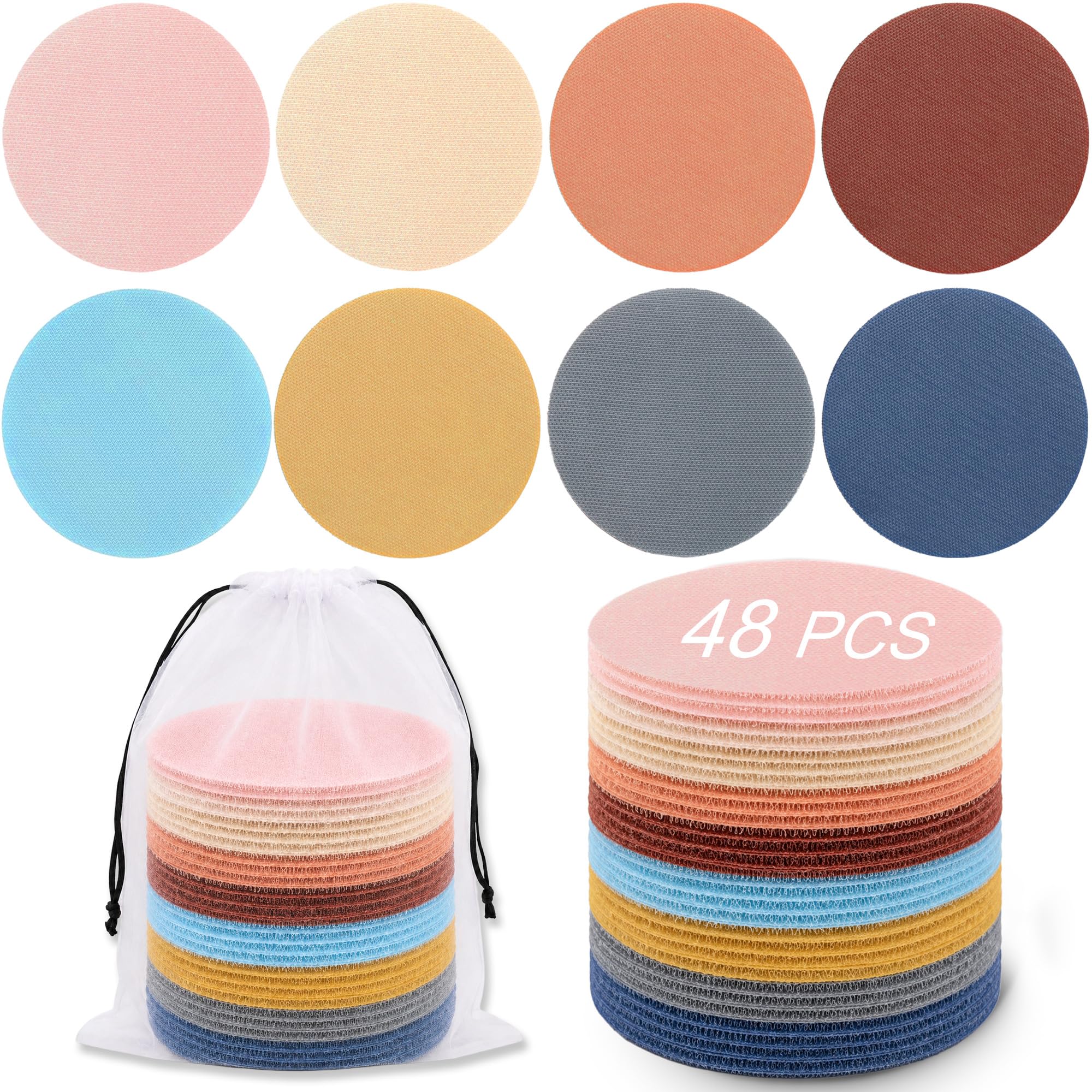 WNSIRVY 48 Pcs Carpet Spot Markers for Classroom, 5 Inch Boho Color Circle Carpet Dots, 8 Colors Sitting Spots for Kids, Reusable Hook and Loop Floor Spots for Circle Time, Line Up & Group Activities