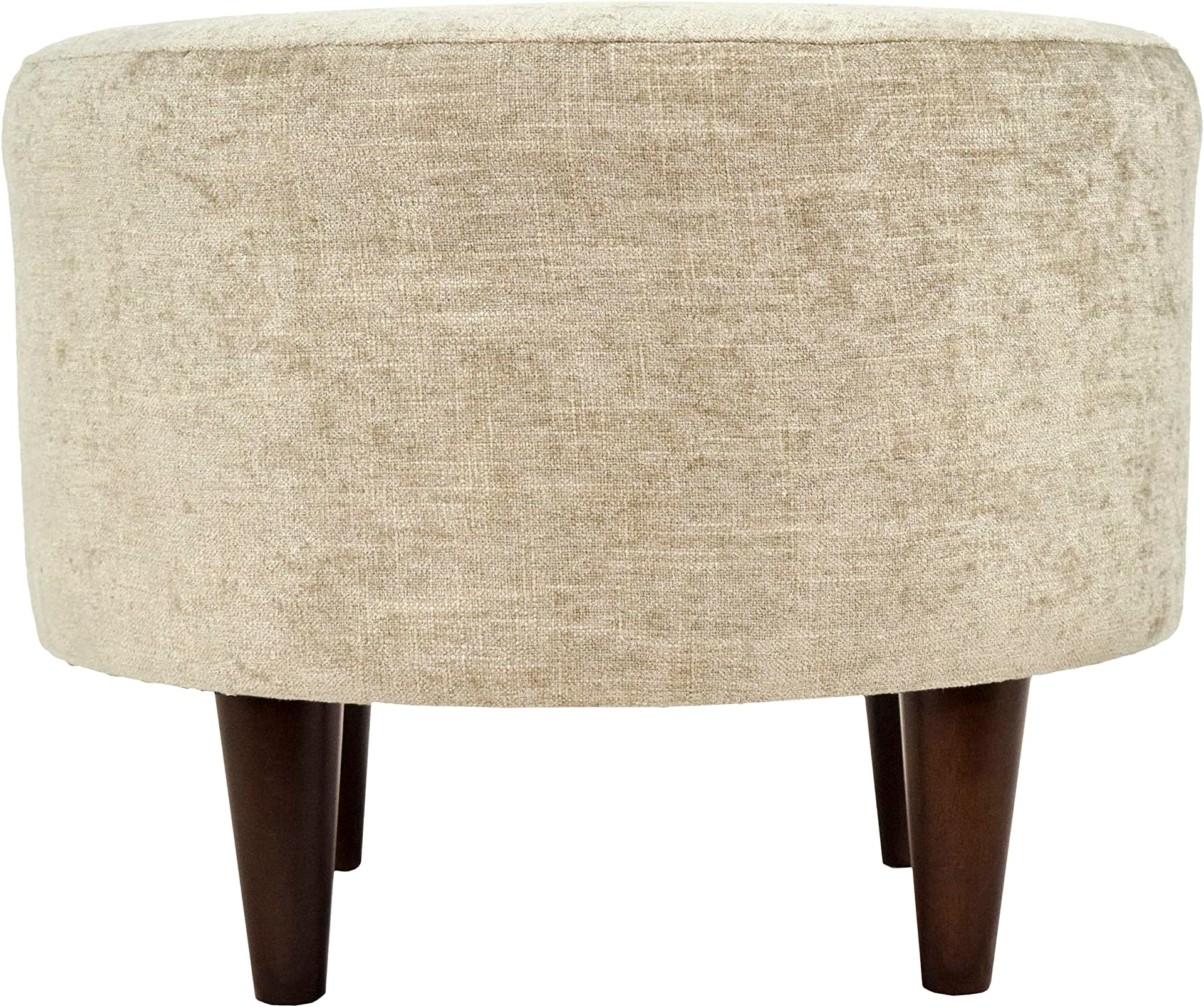 MJL Furniture DesignsSophia Round Ottoman Foot Rest for Couch, Upholstered & Padded Vanity Stool, Ideal for Entryway, Living Room, Bedroom, Reading Nook and Home Office, Small, Sterling