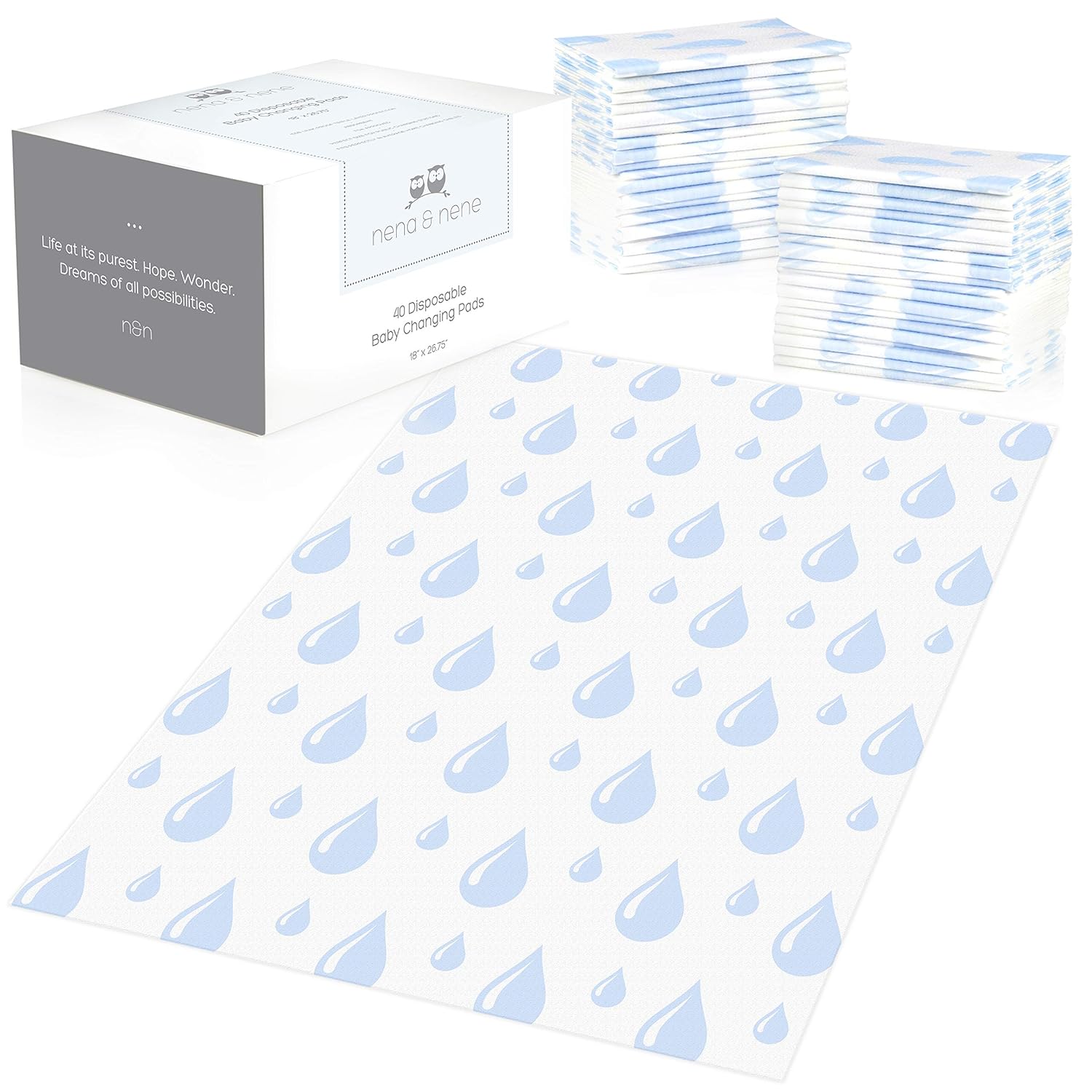 Large Disposable Baby Changing Pads - 40 Count - Diaper Changing Table, Disposable Mats - 100% Leak-Proof