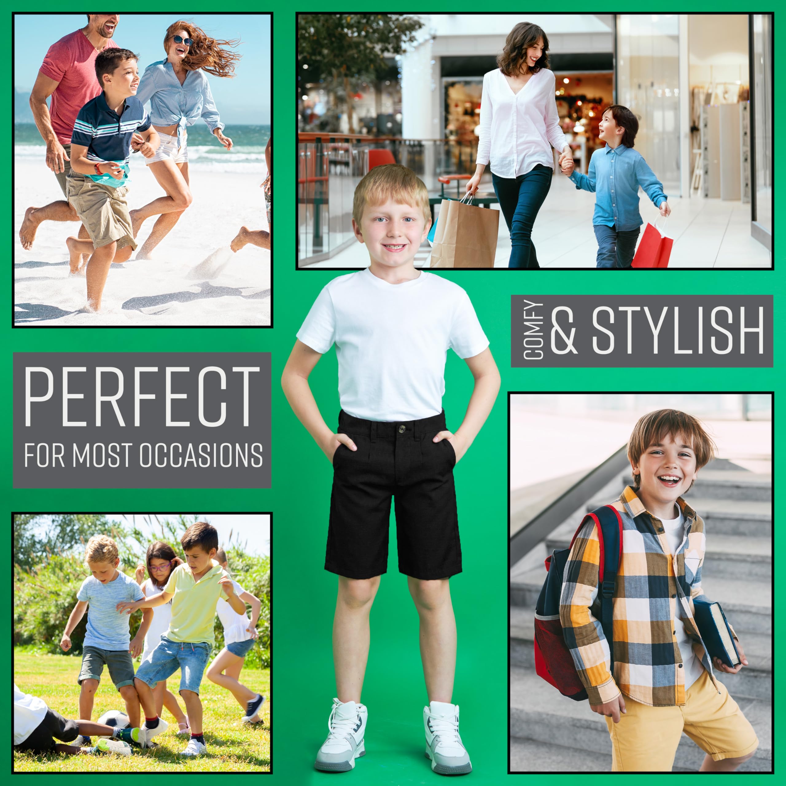 CityComfort Pantalon Corto Chinos para Niños con 2 Bolsillos y Cintura Elástica