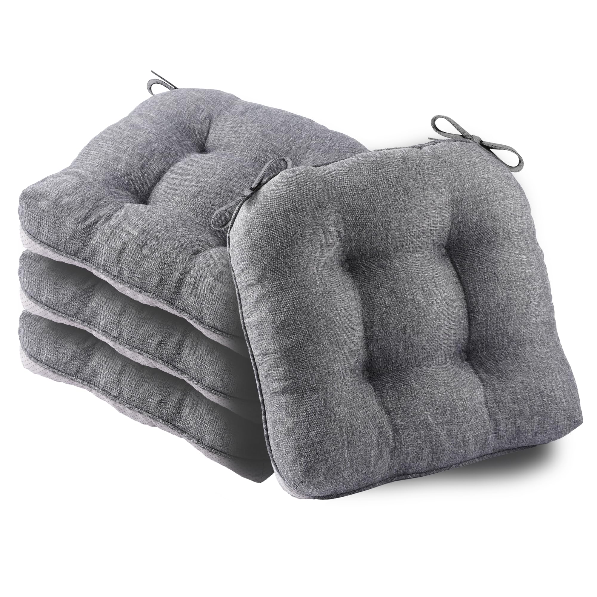 Battilo Chair Cushions for Dining Chairs, 15.5"x15.5"x4", 4 Pack, Dark Grey