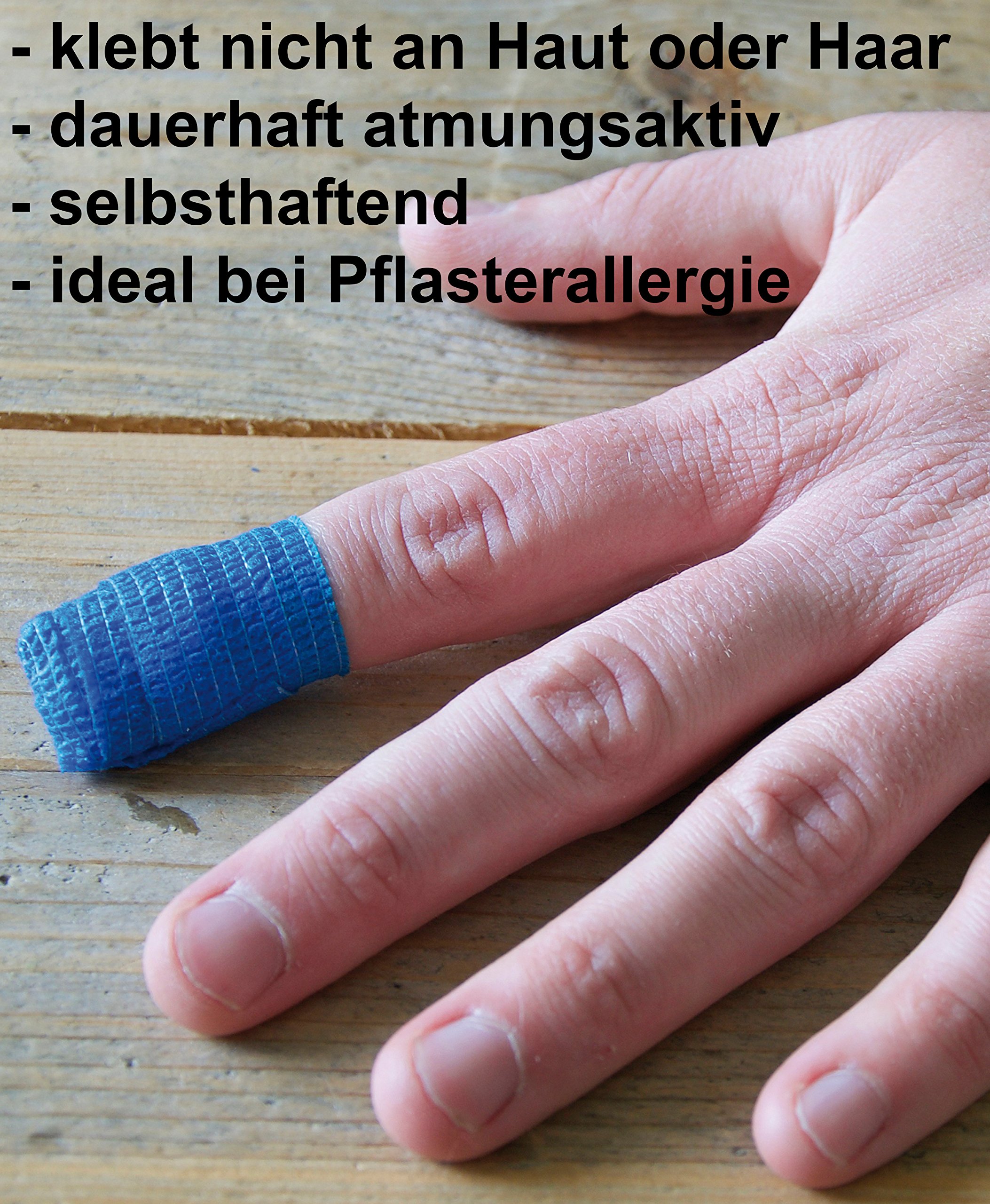 Pflaster selbsthaftend (kohäsiv), wasserfest, latexfrei, reine Baumwolle – Fixierpflaster elastisch für Finger (Fingerpflaster), Hand, Zehen, Füße, ohne Kleber – Set von ResQ-tape (Pink, 12er Set)