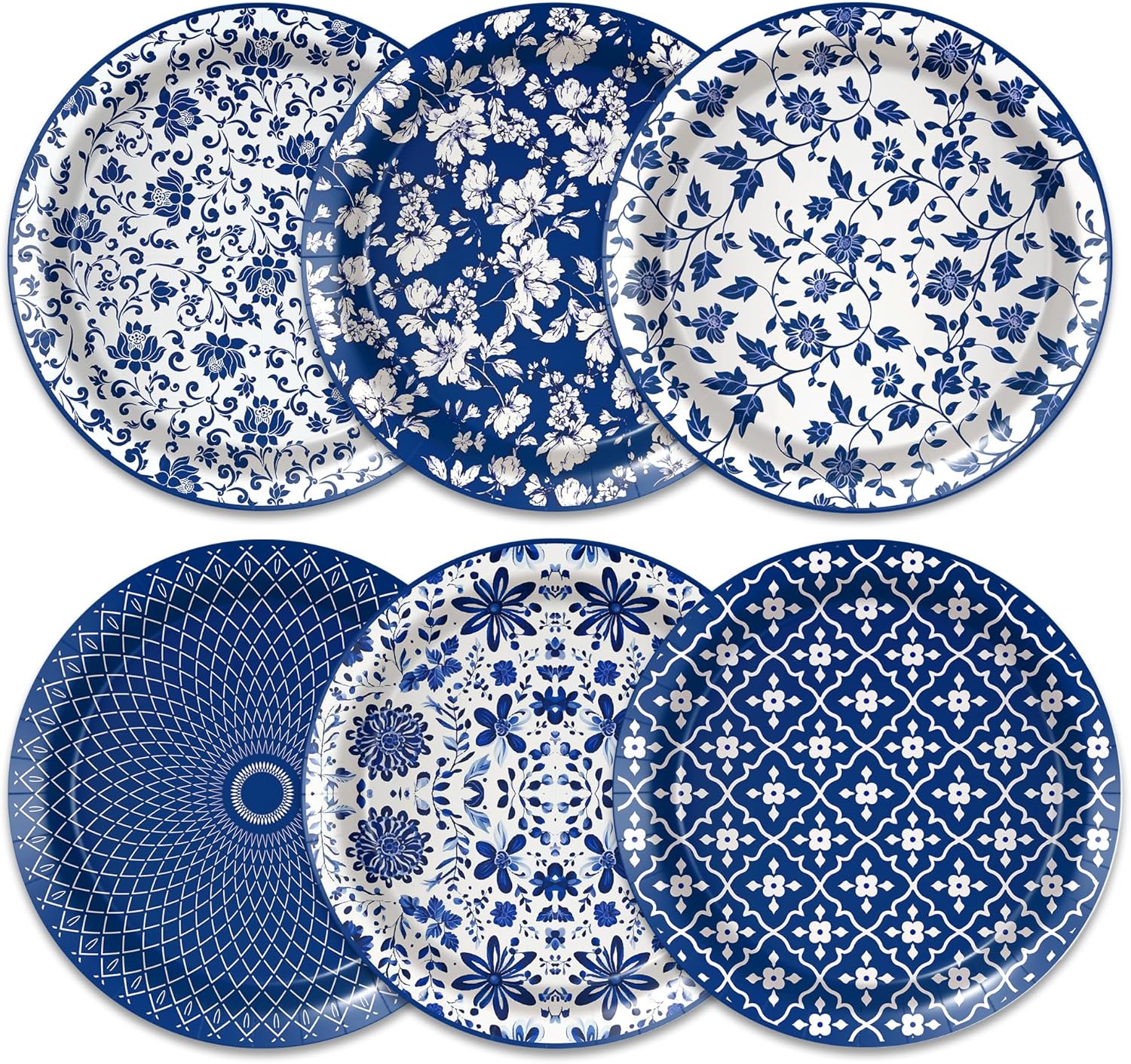 48 Pcs Blue and White Floral Party Paper Plates -7 Inch Disposable Vintage Floral Dessert Plates with Chinoiserie Porcelain Decorations | Perfect for Wedding, Birthday Party Supplies, Bridal Shower - Image 3