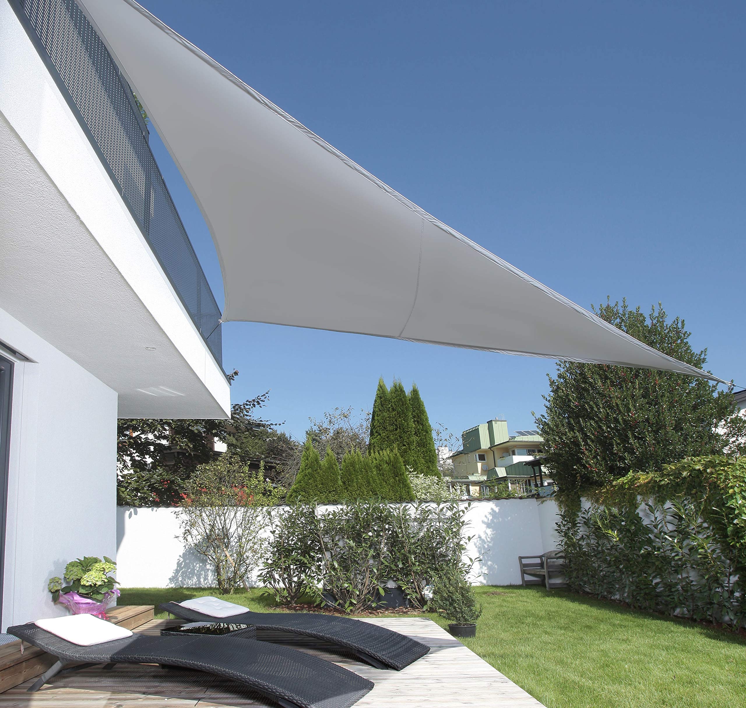 Windhager SunSail Riviera, Sonnensegel, Sonnenschutz, UV-Schutz, witterungsbeständig, wasserabweisend, 10890, silbergrau, 3,6 m, Dreieck 