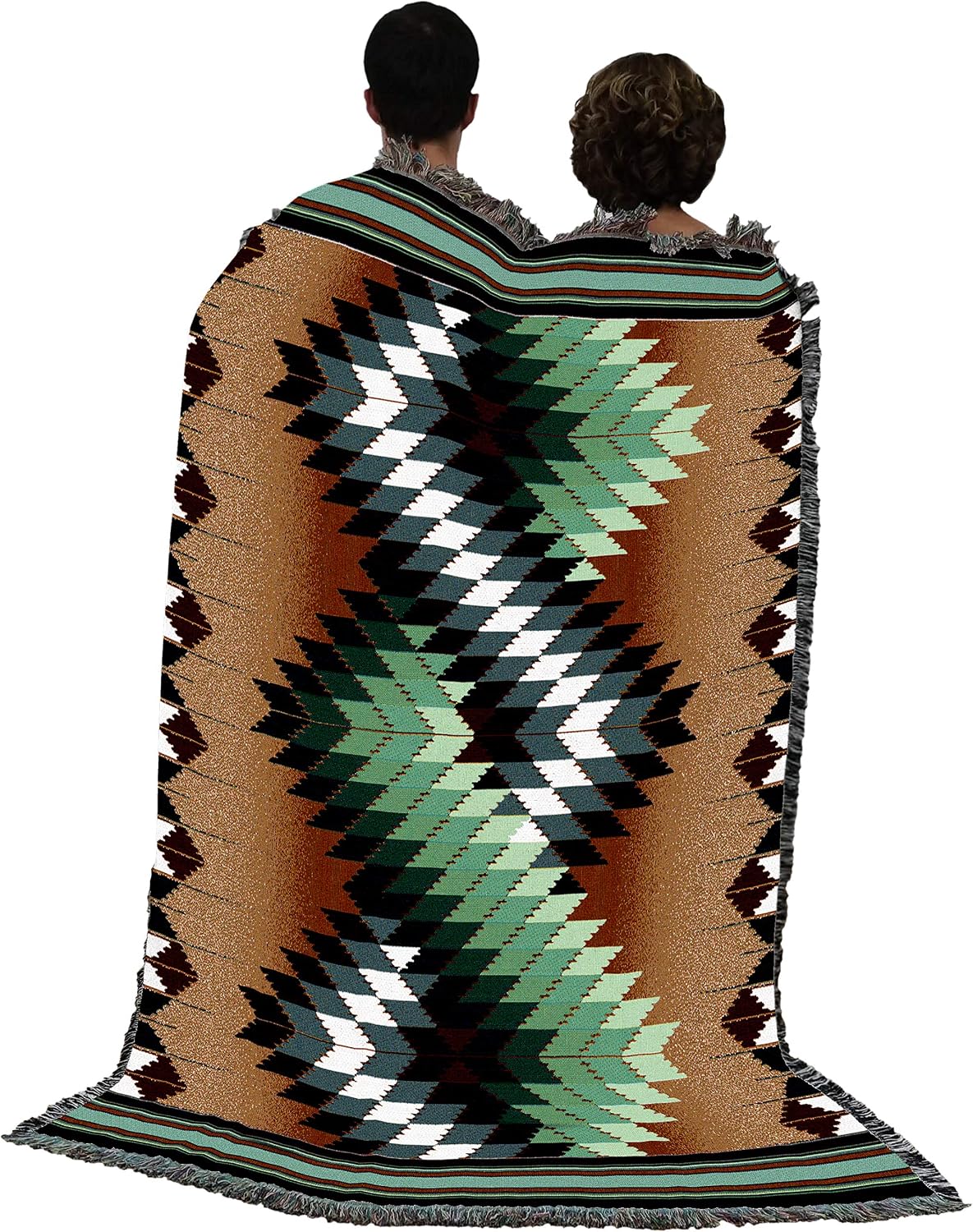 Pure Country Weavers Whirlwind Sage Blanket - Southwest Native American Inspired - Gift Tapestry Throw Woven from Cotton - Made in The USA (72x54)